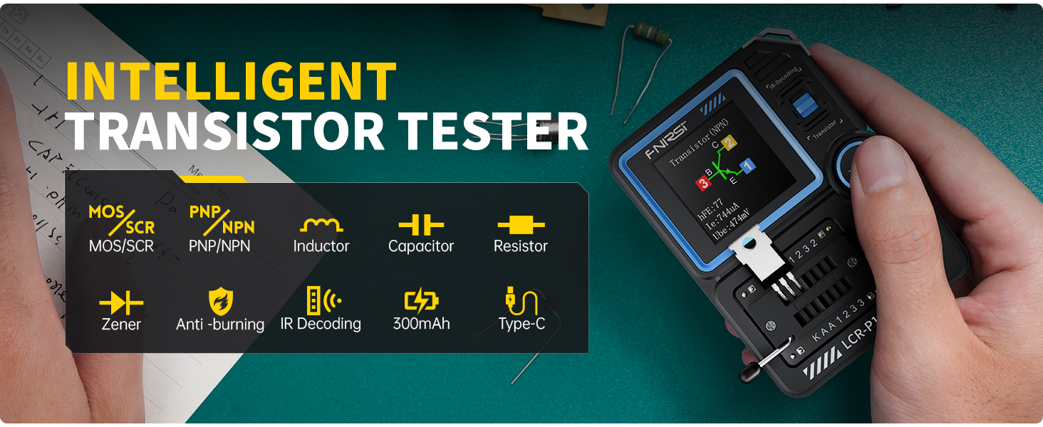 Testeur De Transistor FNIRSI LCR-P1 - Multimètre LCR, ESR, Test Diode, MOSFET, Triode