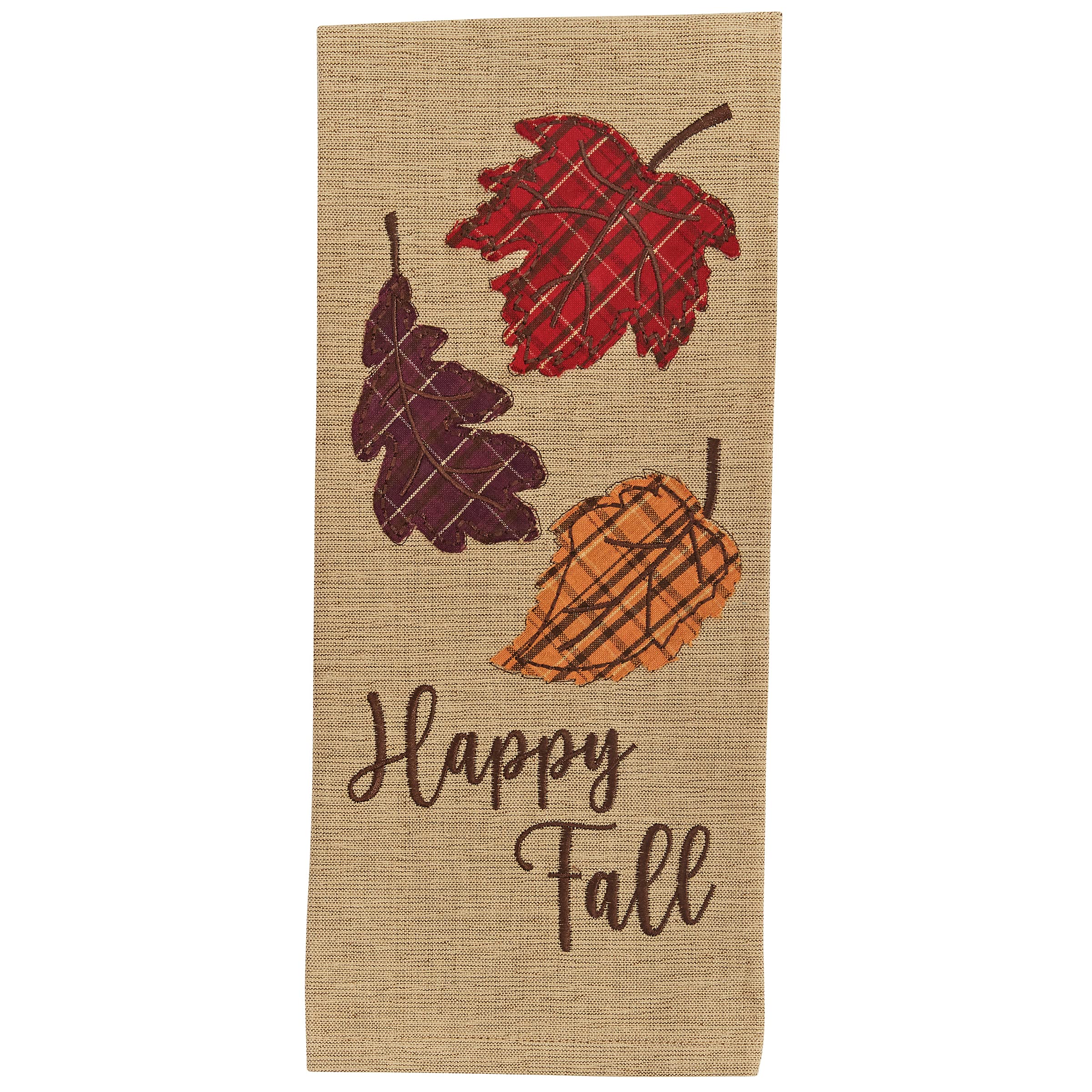 Park Designs September Leaves Dishtowel Set Of 2 - Fall Farmhouse Kitchen Towels With Happy Fall Embroidery