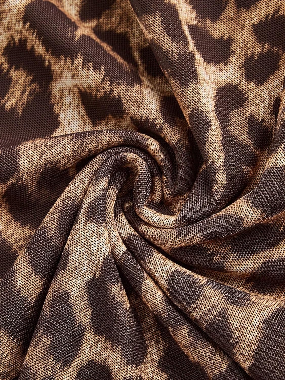 GORGLITTER Women's Cheetah Leopard Animal Print Dress Y2k Backless Mesh Long Sleeve Bodycon Mini Dresses - Image 2