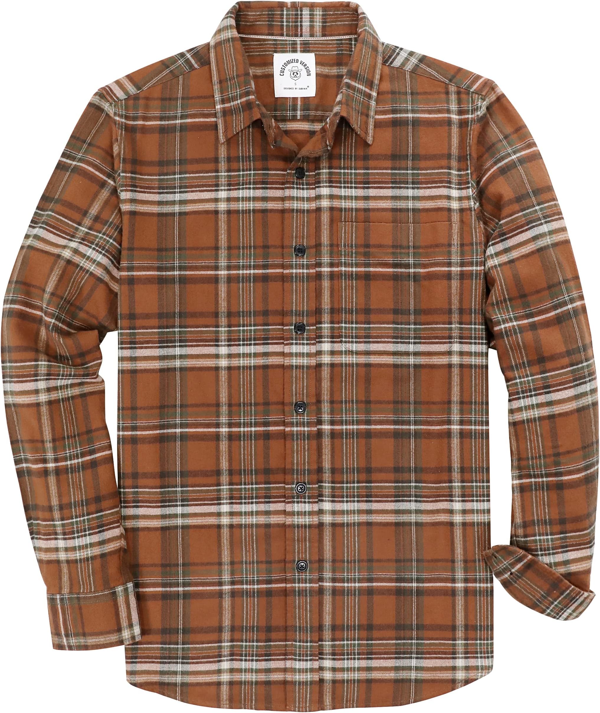 Men's Flannel Shirt Men's Checked Western Cowboy Vintage Long Sleeve Poppers Cotton Casual Shirts