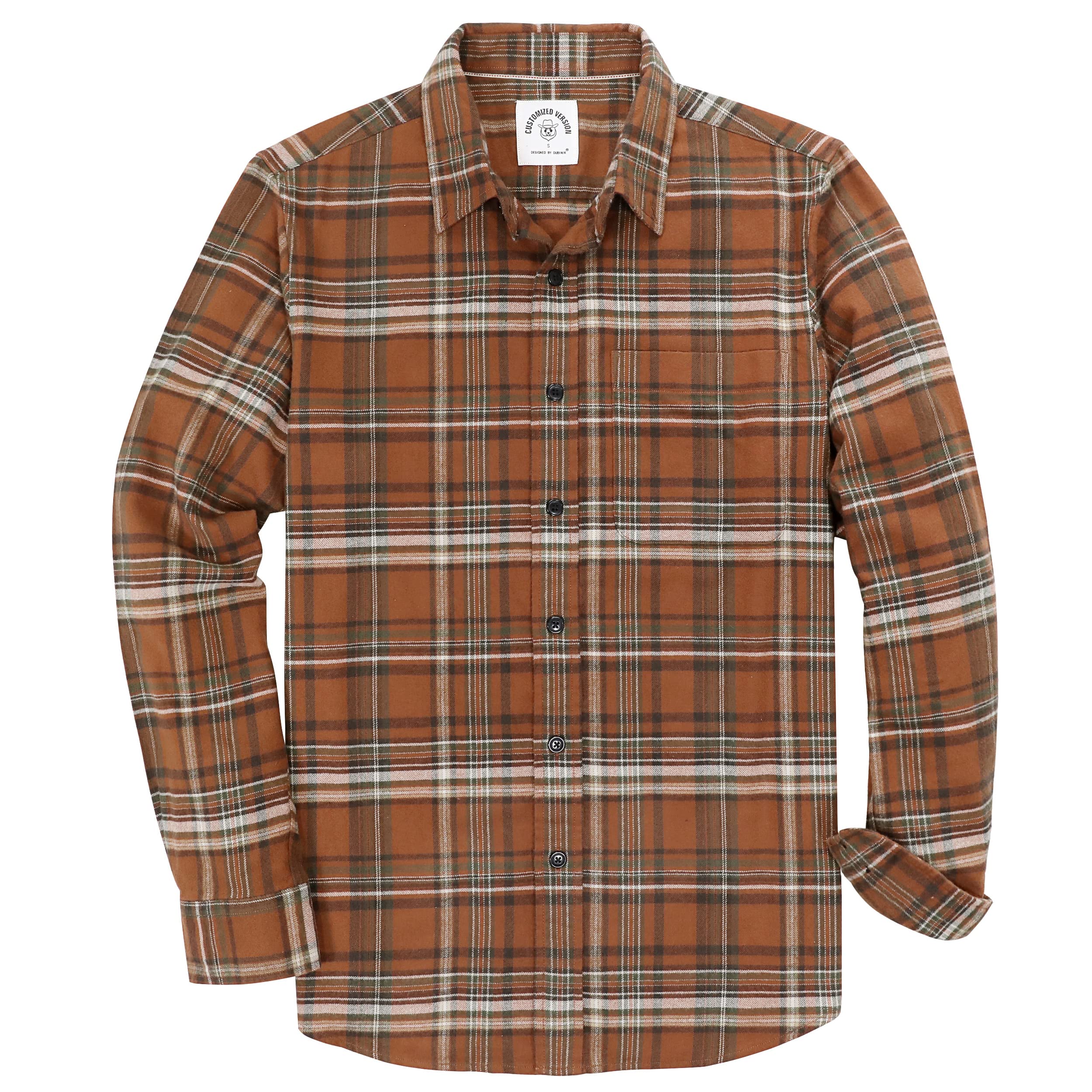 Dubinik® Men's Flannel Shirt Men's Checked Western Cowboy Vintage Long Sleeve Poppers Cotton Casual Shirts