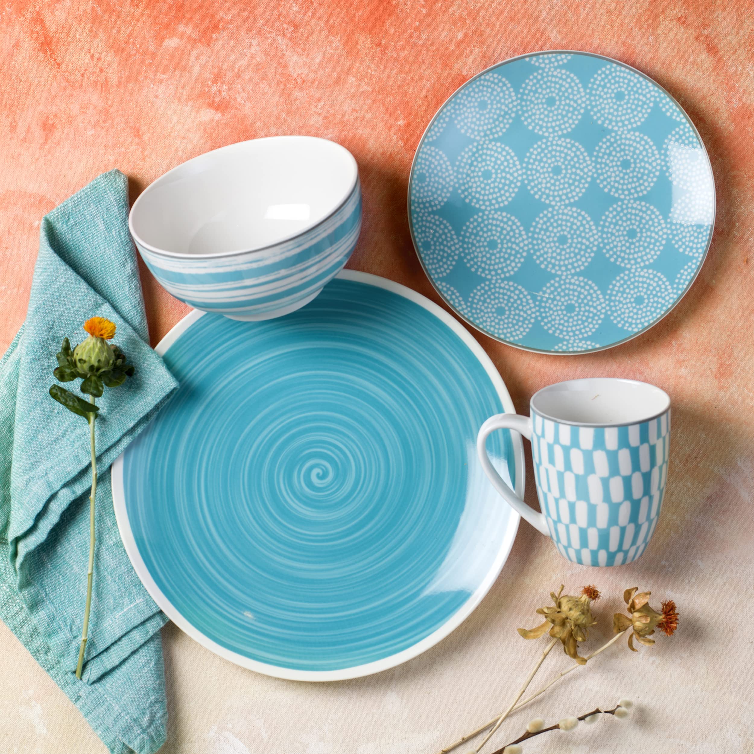 Buy Euro Ceramica Simpatico Collection 16 Piece Dinnerware Set in