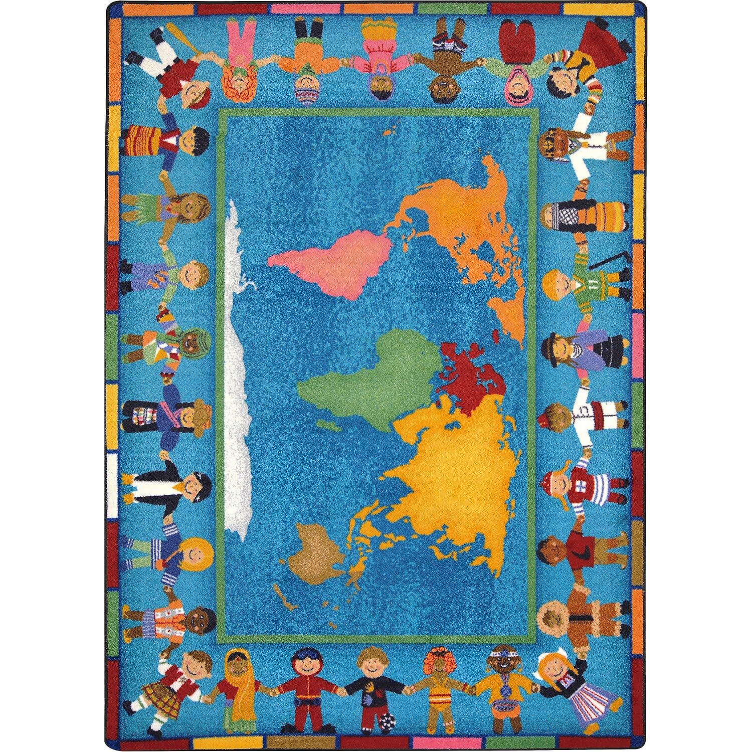 Hands Around The World Area Rug in Color Multi by Joy Carpets – 7'8" x 10'9" (Rectangular), Nylon, Multi Color, Model 1488D