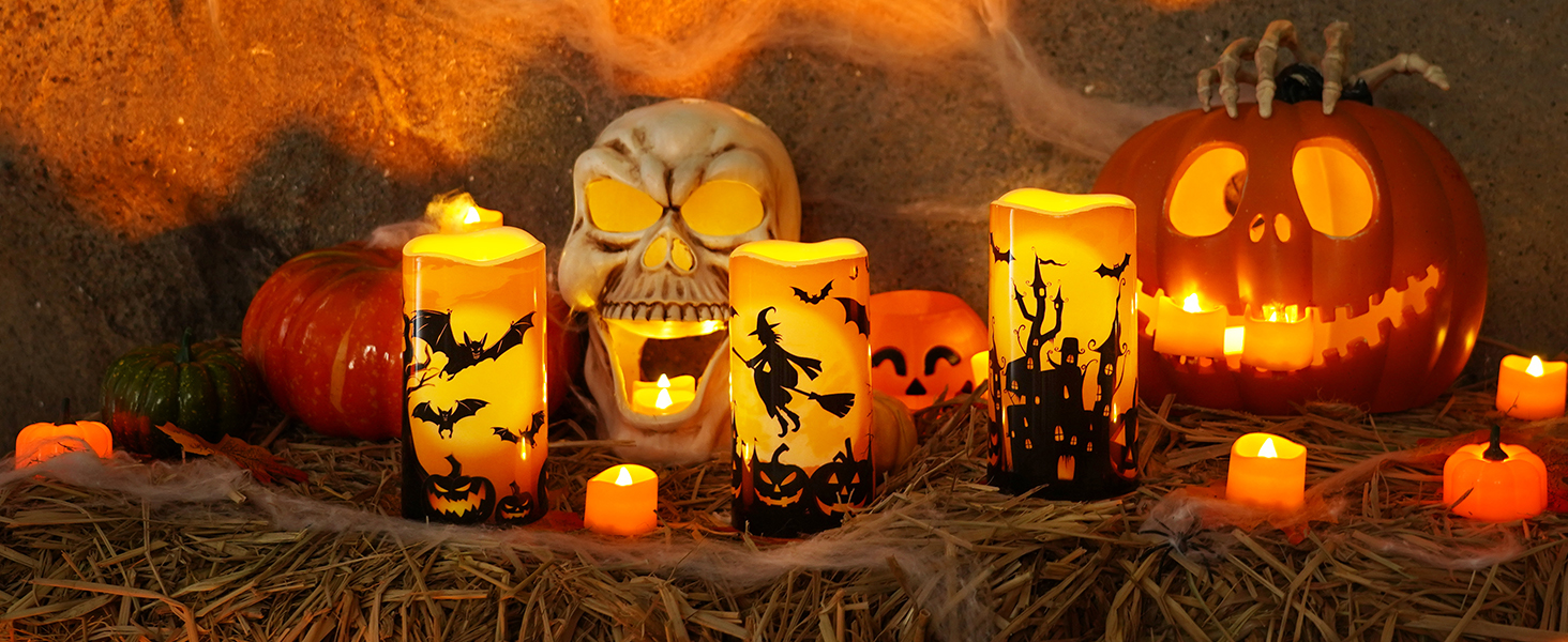 Softflame Halloween Kerzen Mit Fernbedienung – Batteriebetrieben, Echter Wachslook, Mit Timer, Kürbis-Orange