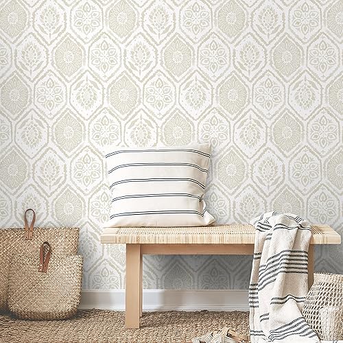 Vista 24 de HeloHo Papel tapiz autoadhesivo para despegar y pegar, diseño bohemio, moderno, geométrico, extraíble, autoadhesivo, para dormitorio, baño, Verde