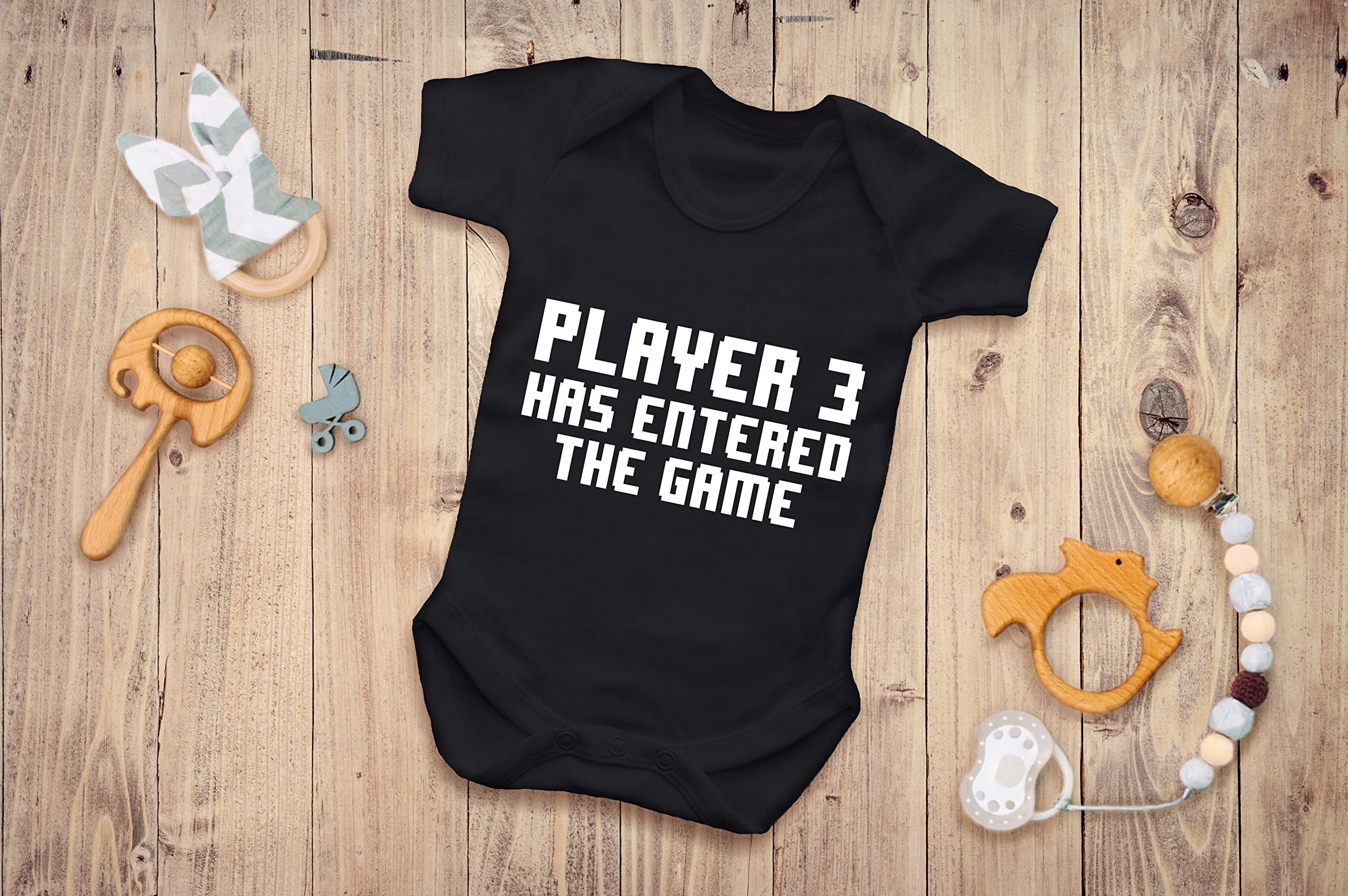 Reality Glitch Player 3 Has Entered The Game Short Sleeve Gaming Black Baby grow or Vest for Baby Boy or Girl