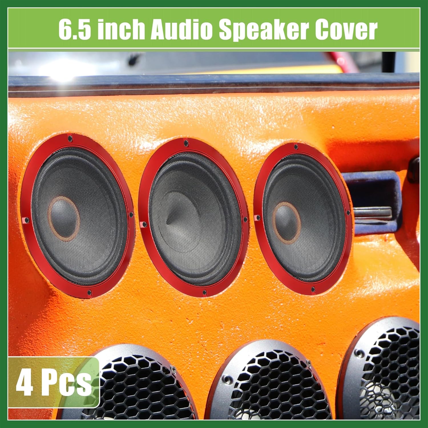 Motoforti Universal 6.5" Car Speaker Grills Cover Mesh Round 6.5 Inch Audio Speaker Subwoofer Guard Protector Case with Mounting Screws Iron Red - Pack of 4 Long-lasting