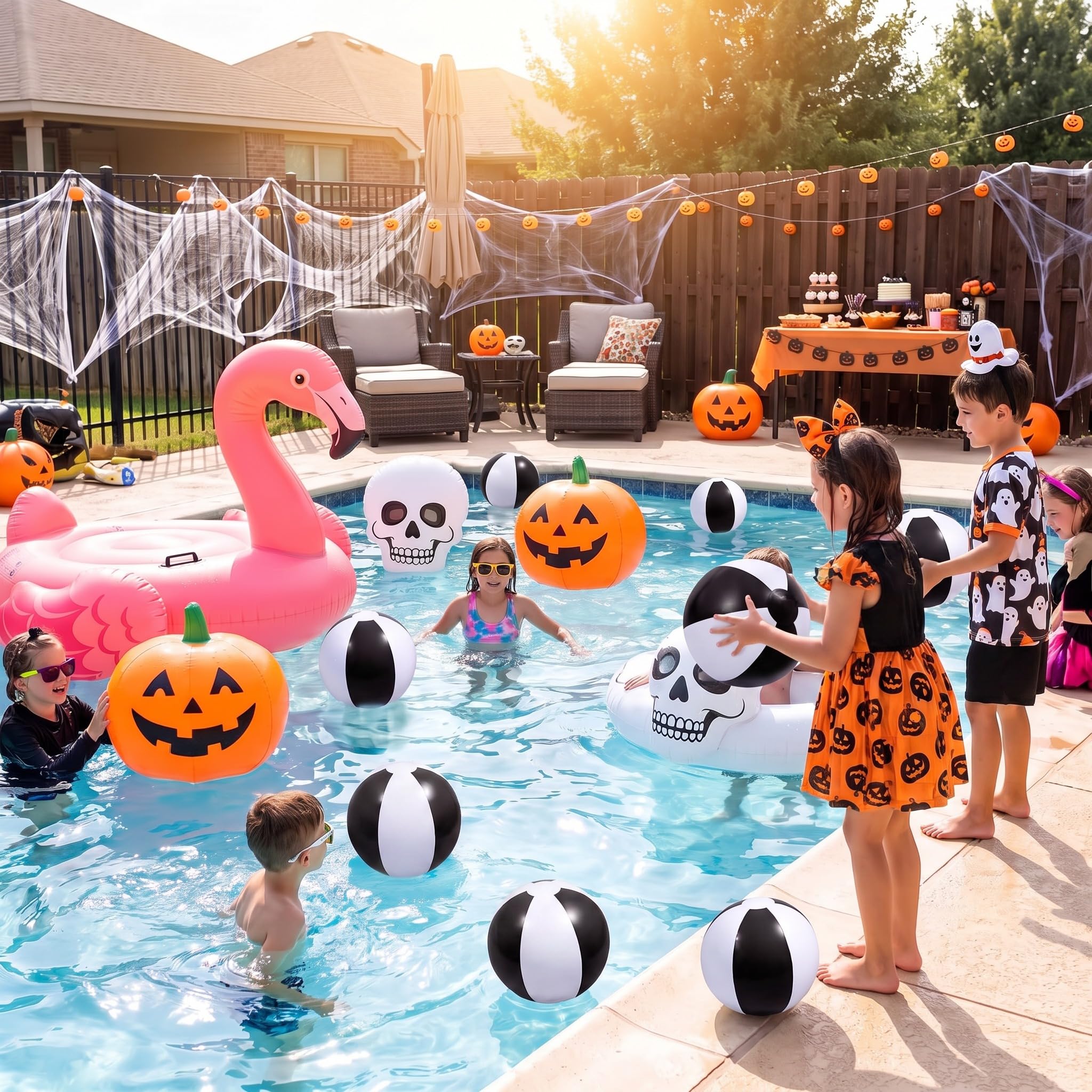 Zhanmai 40 palline da spiaggia gonfiabili, 25,4 cm, per piscina e spiaggia, per adolescenti e adulti, giocattoli per piscina, decorazioni estive hawaiane a tema tropicale, bomboniere (nero e bianco)