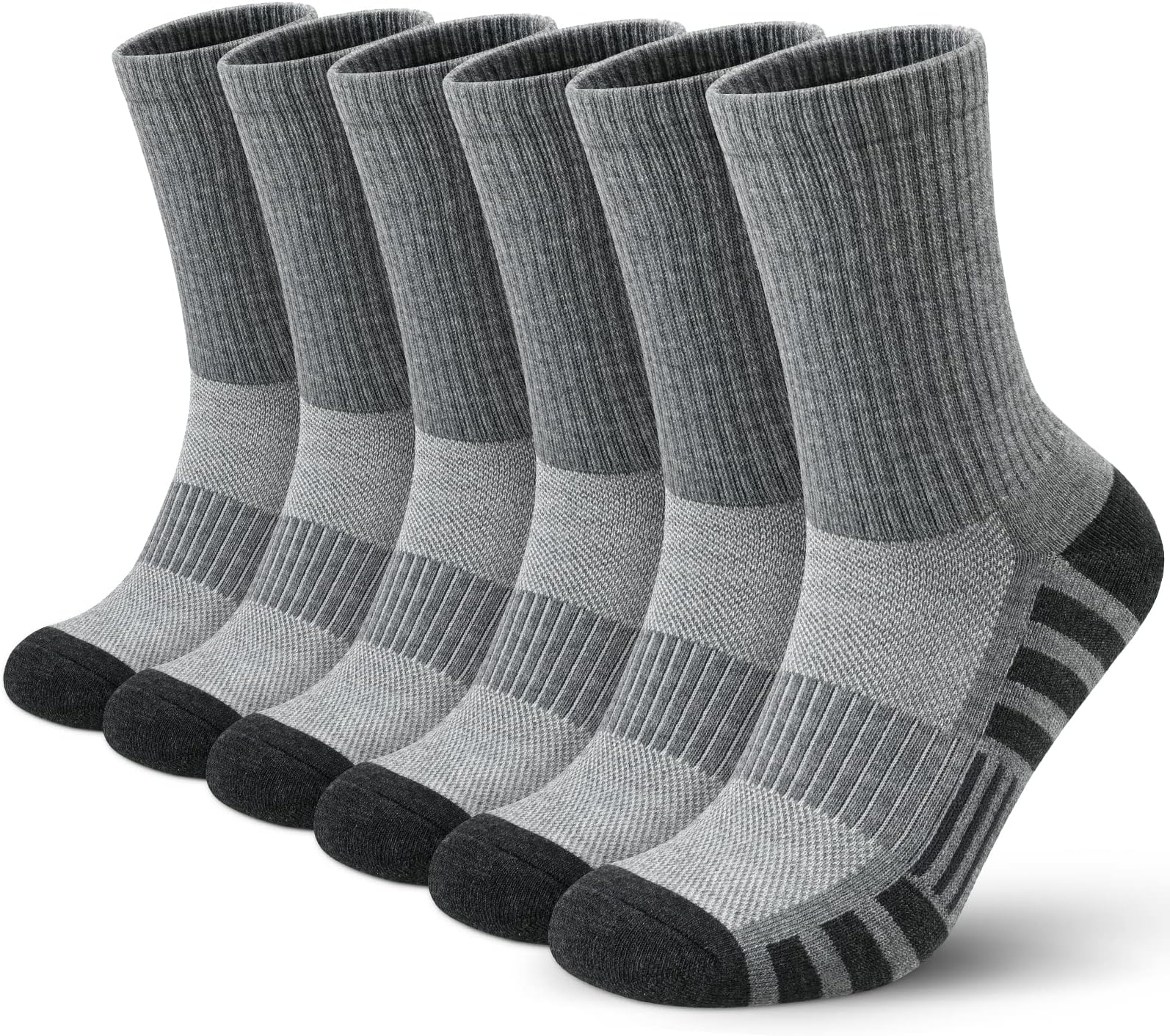 AirackerAthletic Socks Sport Running Calf Socks Performance Cushioned Breathable Crew Socks for Men Women(6 Pairs)