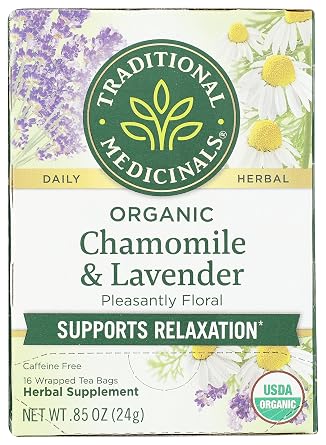 Traditional Medicinals Organic Chamomile with Lavender Herbal Tea, 16 Tea Bags Pack of 1