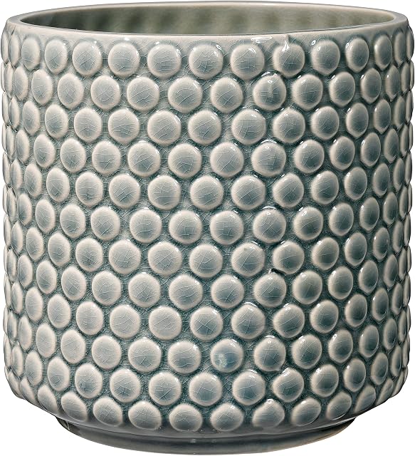 Bloomingville Ceramic Flower Pot Dot - colorful Planter, Pot for plants, sukkulents Size M (15,5 cm ø) Dia 6'' H 6'', Stoneware, green