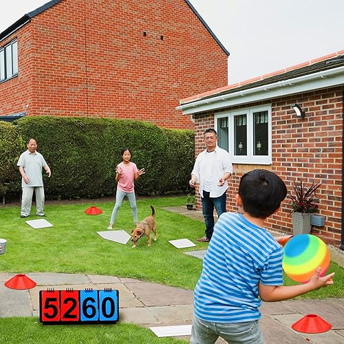 Miniatura 28 de Jenaai Juego de 18 piezas de kickball deportivo, incluye bola de parque infantil, 5 bases de goma para lanzar, bolsa de red, 10 conos de línea