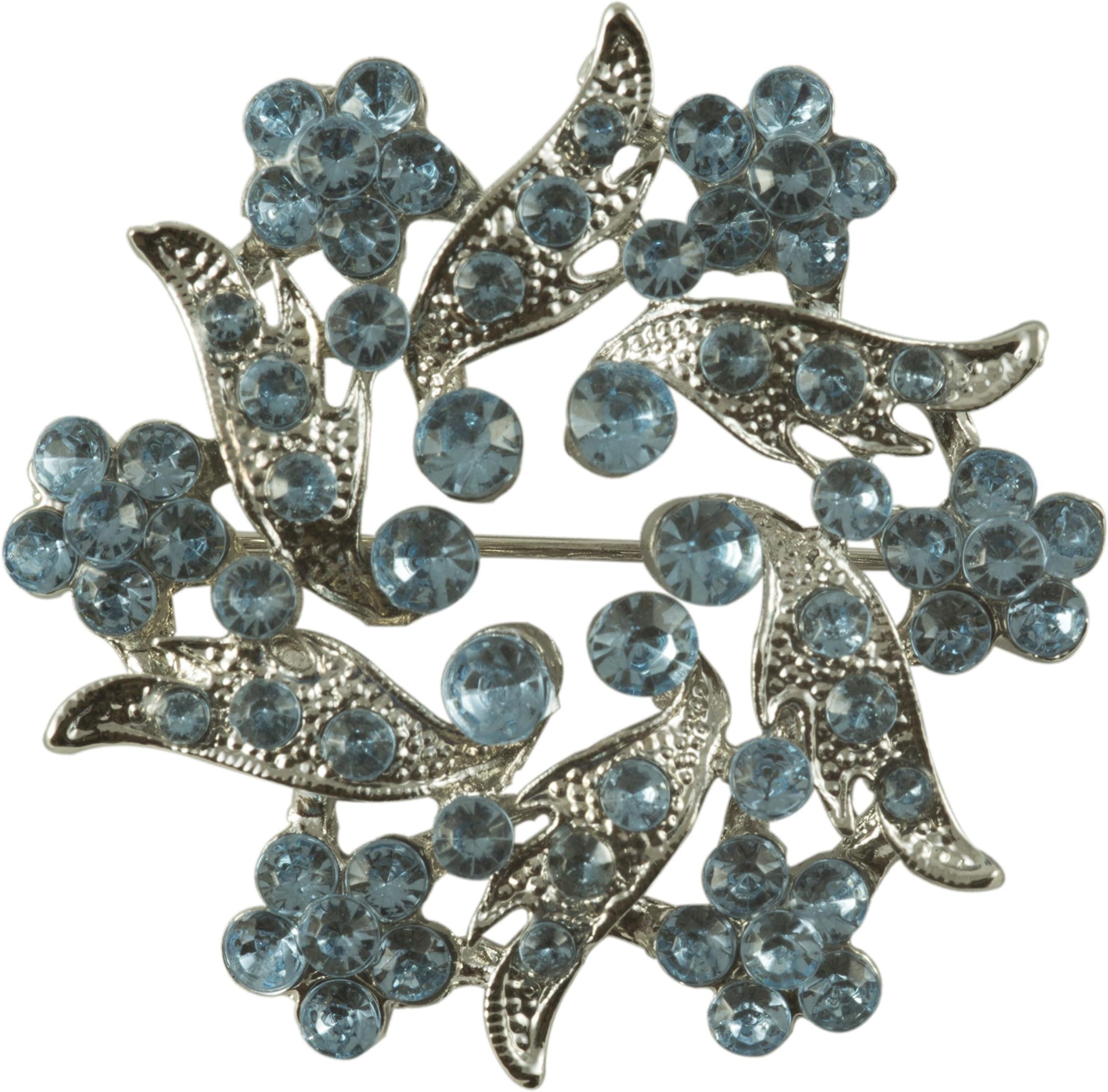 Light Blue Rhinestones in Silver Metal Finish Pin/brooch