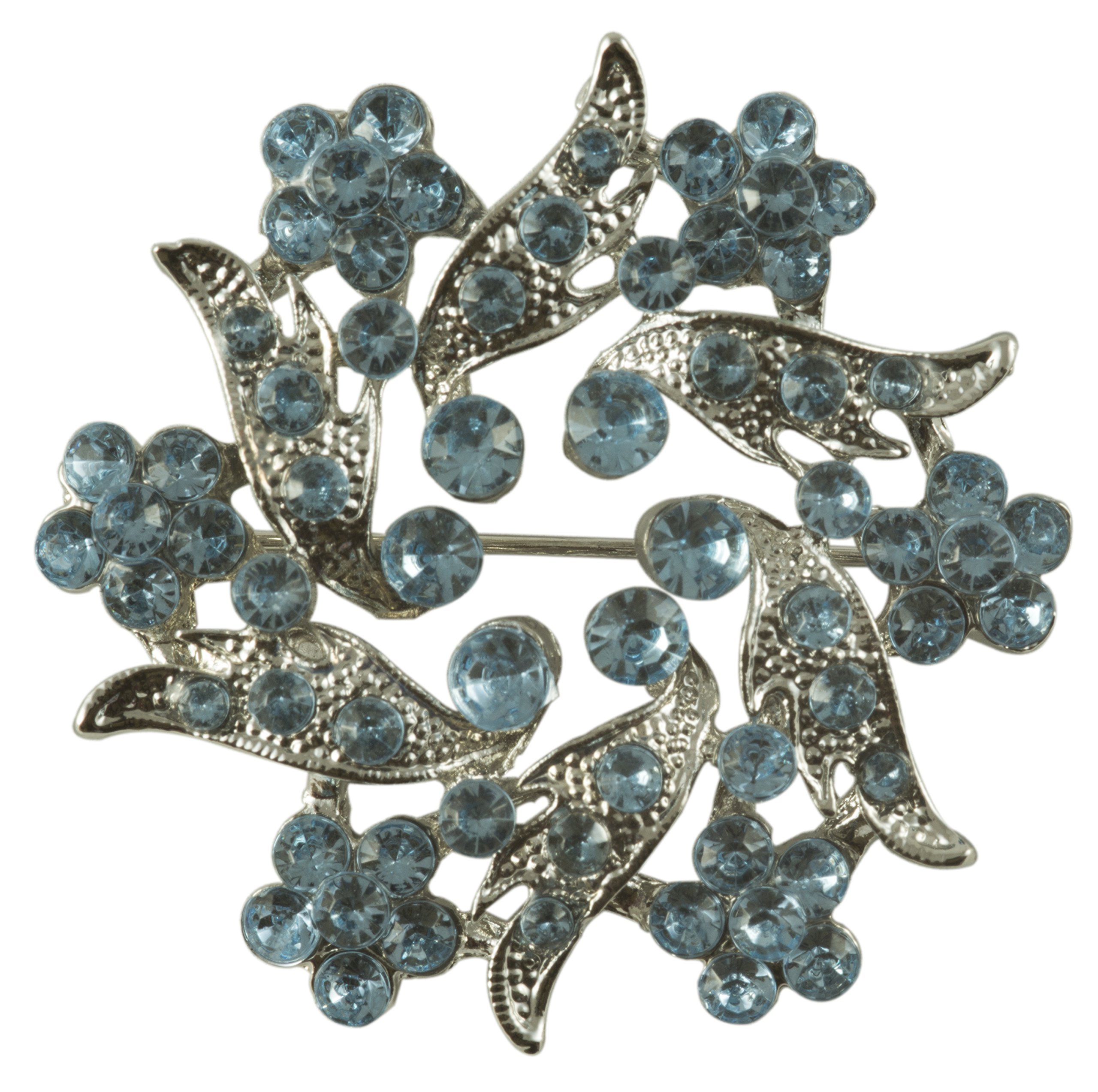 Light Blue Rhinestones in Silver Metal Finish Pin/brooch