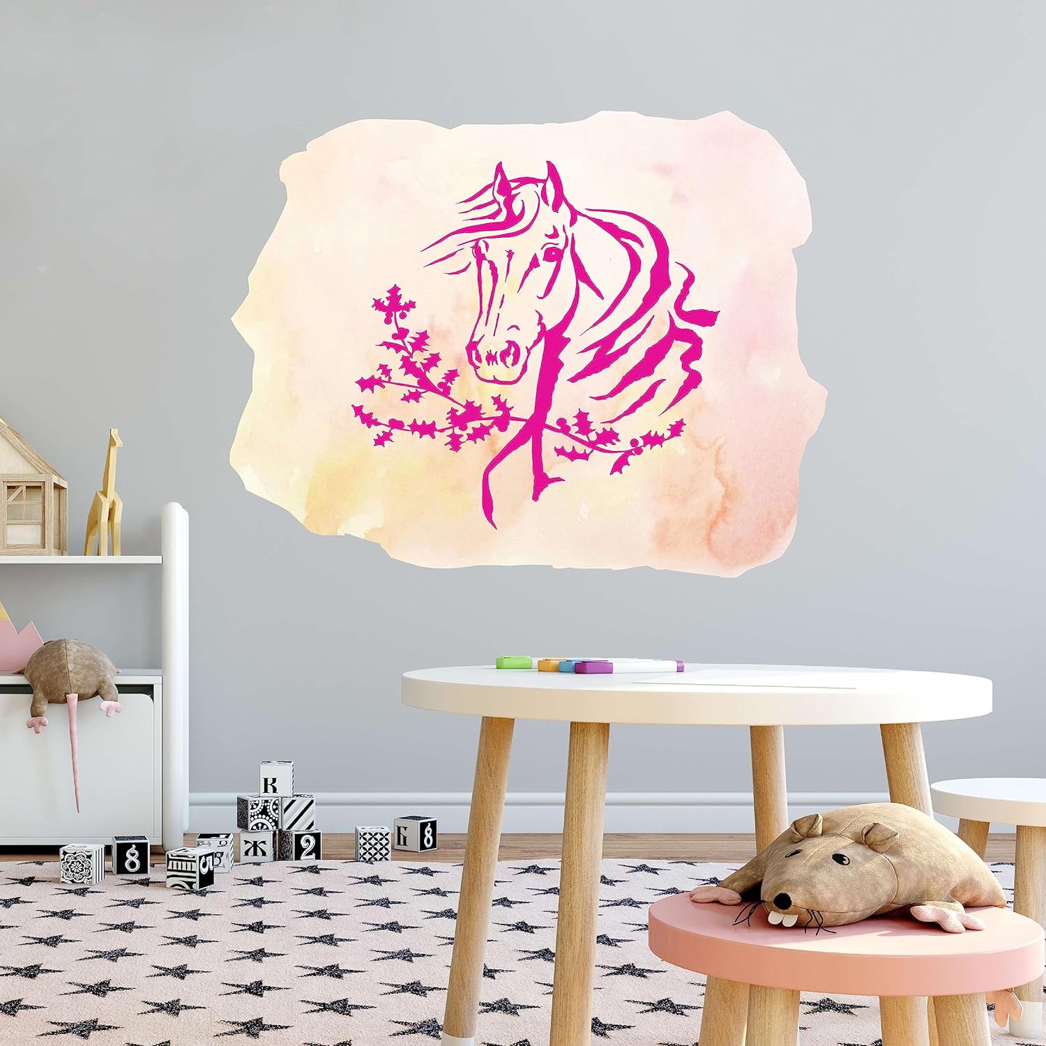 Horse Themed Wall Decal Decoration Horse Head Easy Decor Size 10 in x 8 in