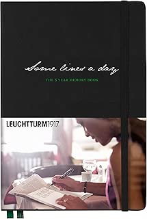 Leuchtturm1917 Special Edition Medium A5 Notebook- Some Lines a Day 5 Year Memory Book- 365 Pages, Black - coolthings.us