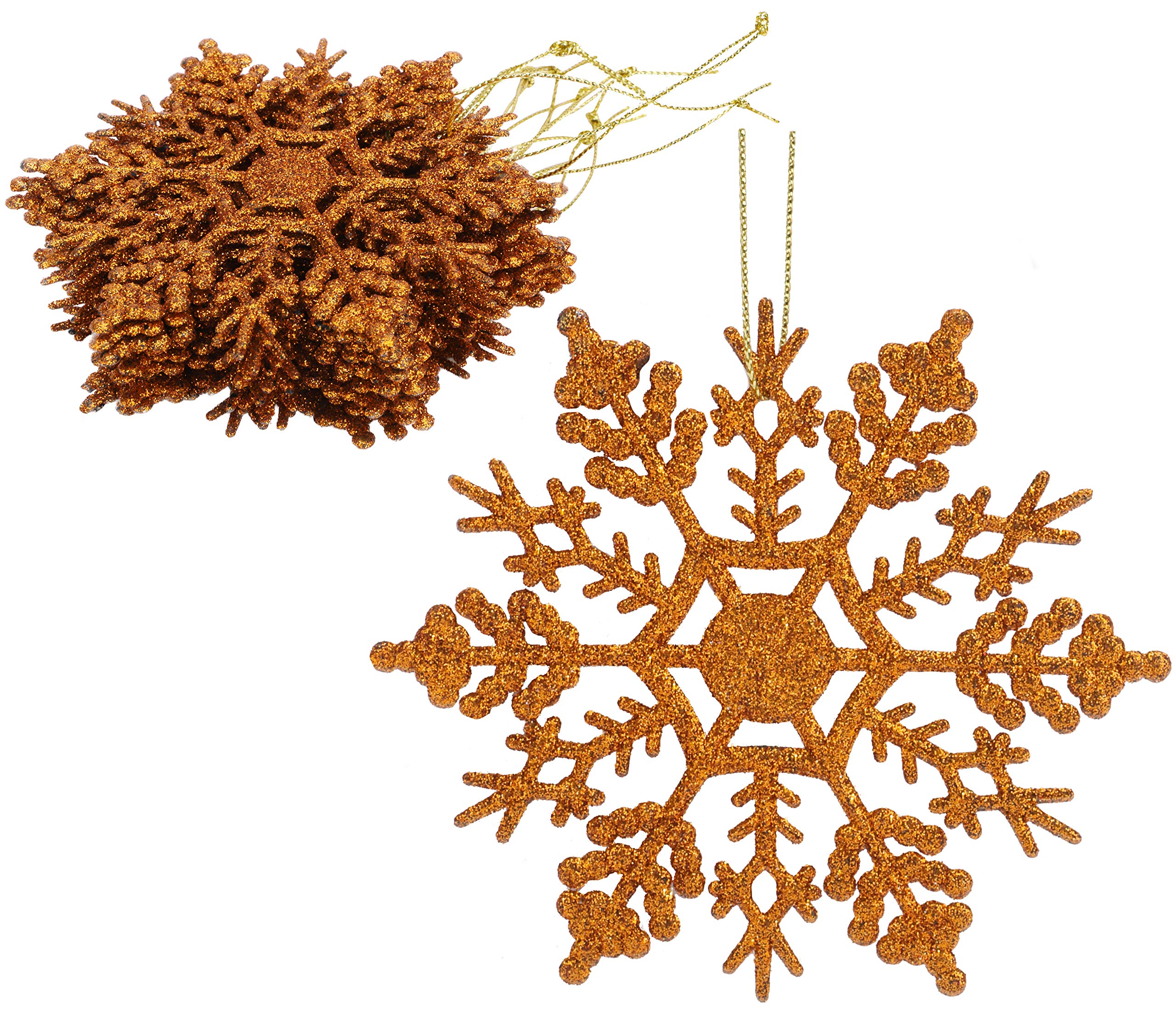 Christmas Concepts Copper Christmas Concepts® Pack Of 12-10Cm Glitter Snowflake Hanging Decorations - Christmas Decorations (Copper)