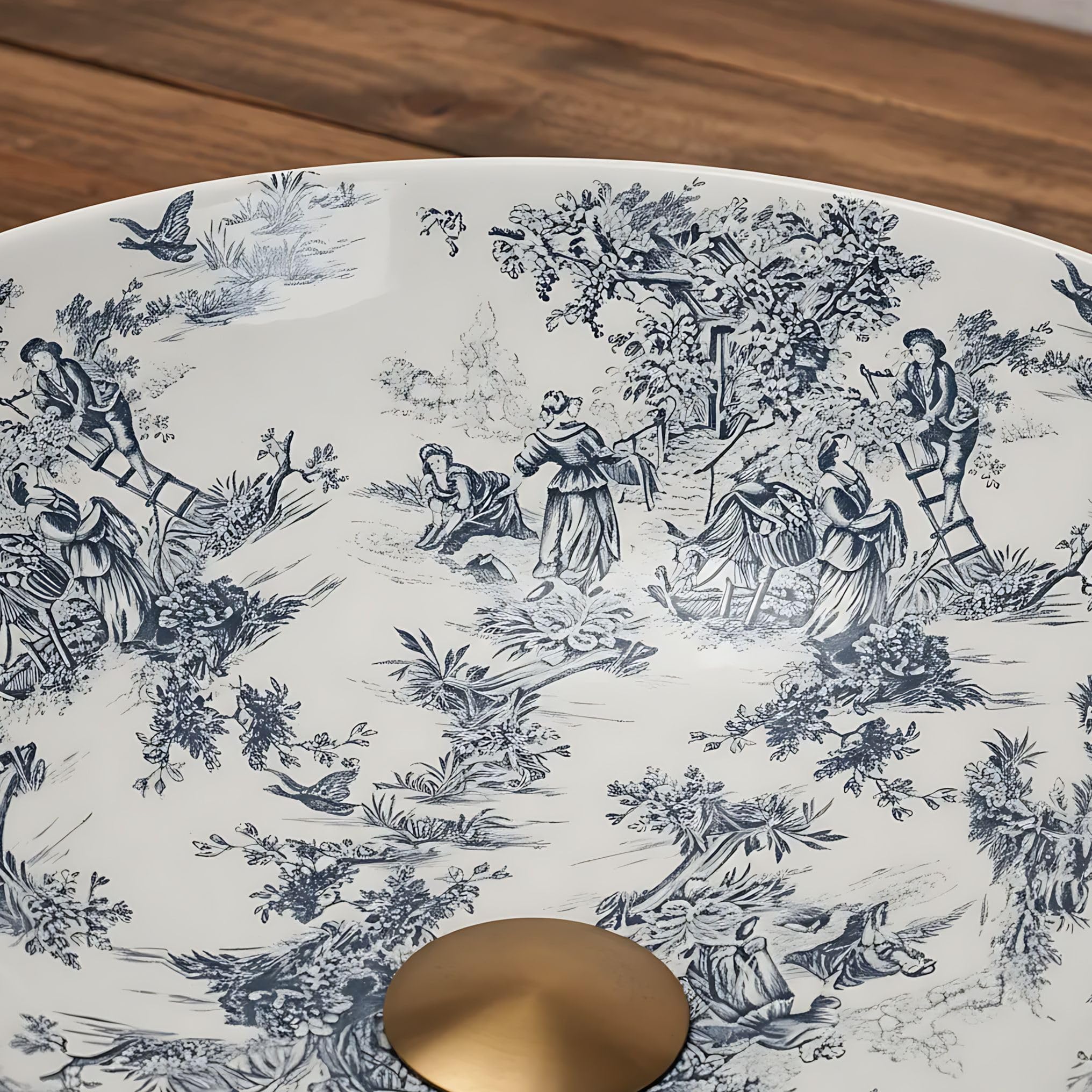Lavabo Sobre Encimera Rea Juliana White Blue 40X40X11,5Cm