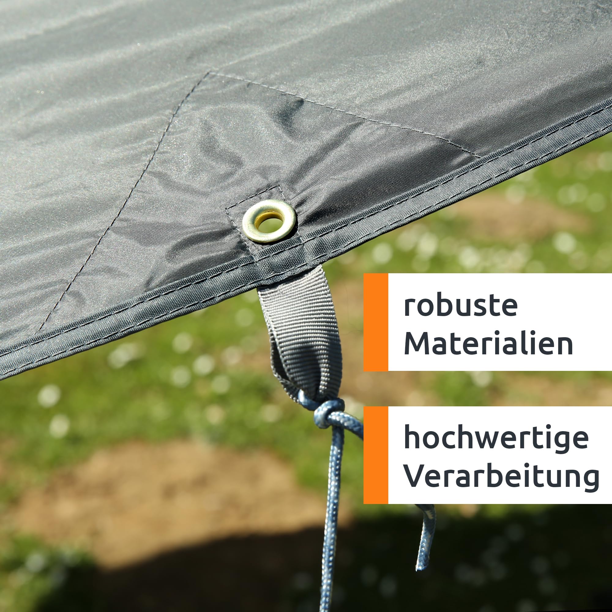 your GEAR Sonnensegel Atrani 3 x 3 m Sonnenschutz Wetterschutz Tarp 2 Auftstellstangen Wasserdicht 5000 mm Grau