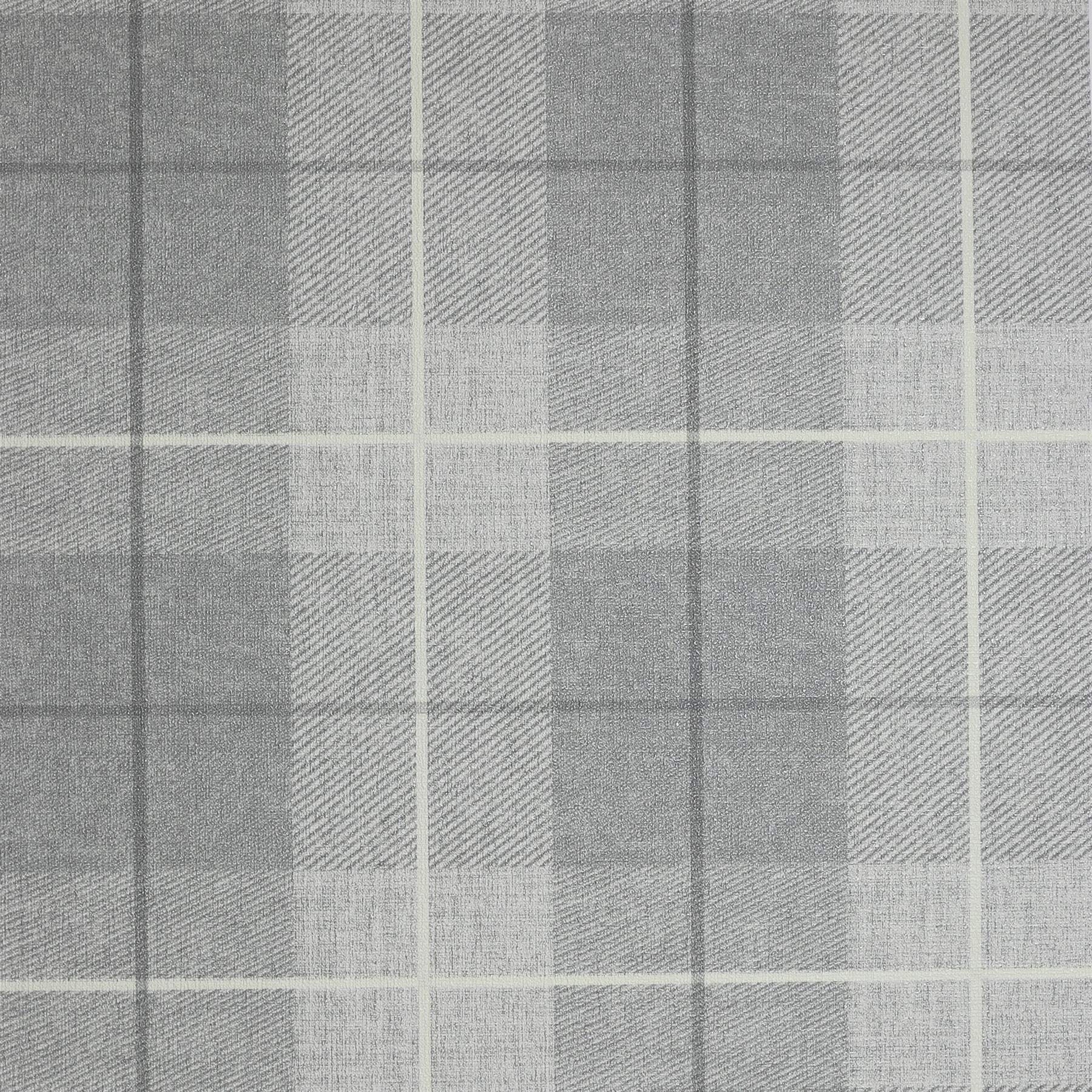 Yöl Grey Country Tartan Wallpaper Checked Textured Hessian Paste Wall Vinyl