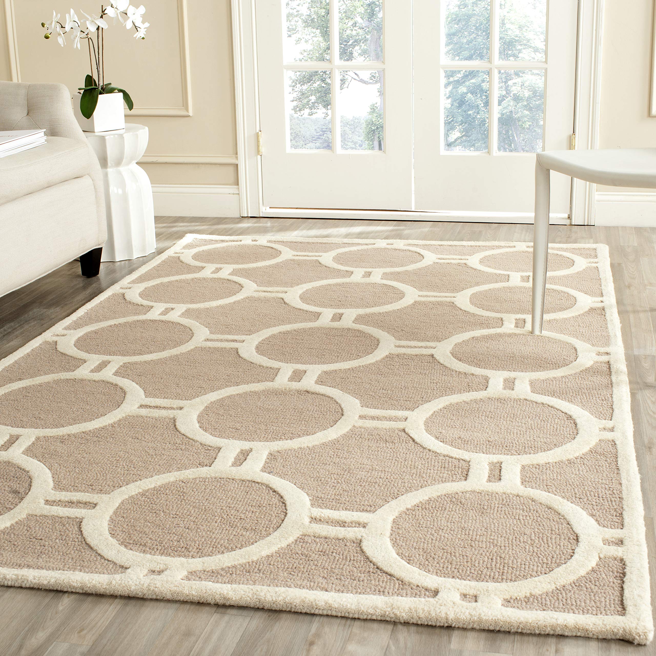 SAFAVIEH Cambridge Collection Accent Rug - 3' x 5', Ivory & Dark Grey, Handmade Animal Print Wool, Ideal for High Traffic Areas in Entryway, Living Room, Bedroom (CAM709A