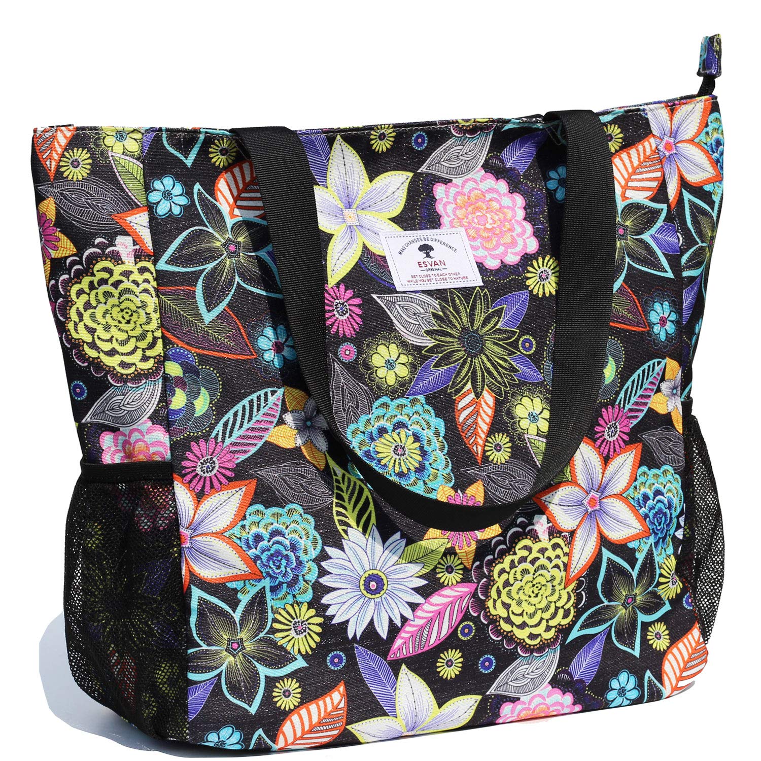 Original Floral Water Resistant Large Tote Bag Shoulder Bag for Gym Beach Travel Daily Bags Upgraded
