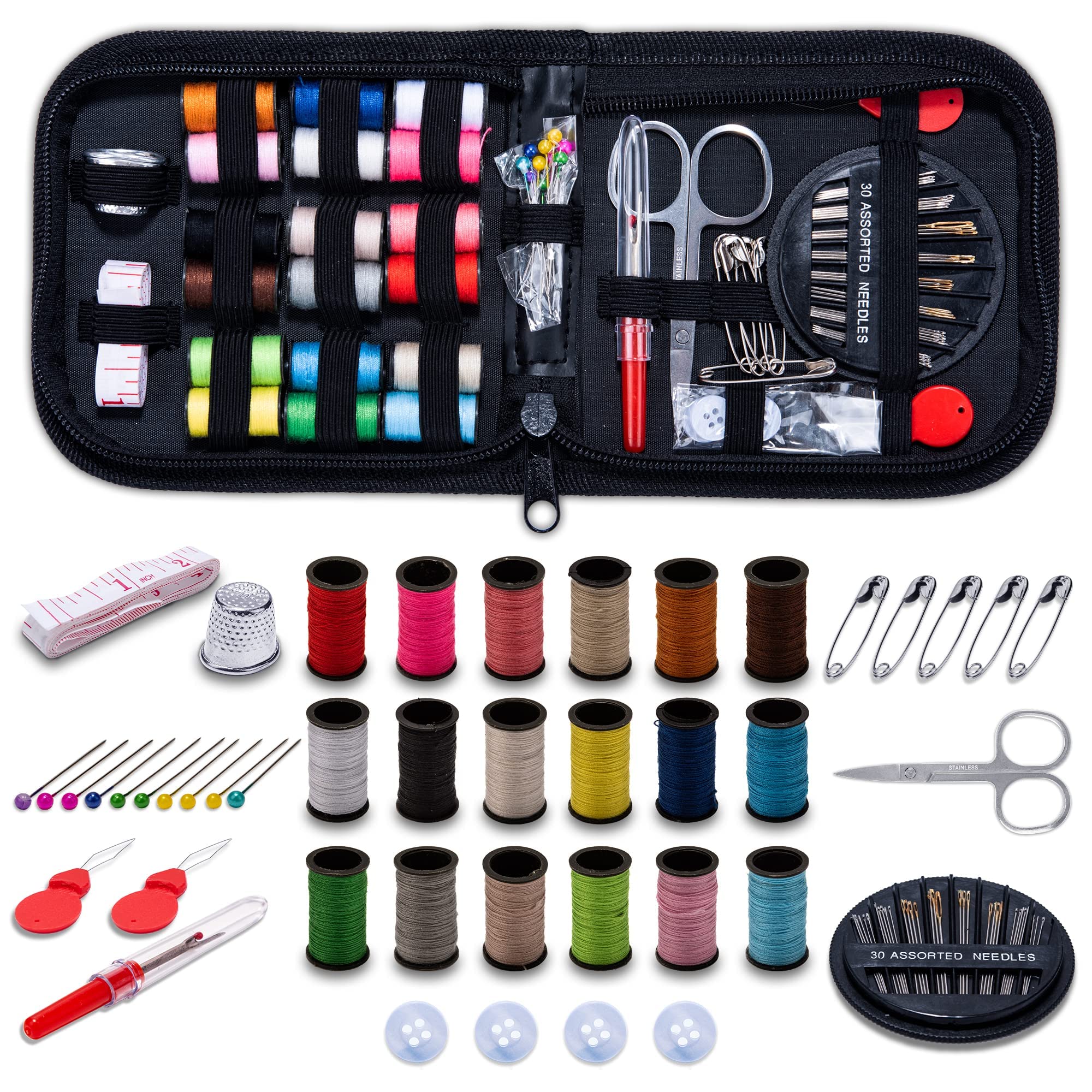 HOUSEEIGHT Small Sewing Kit-73 Pcs Needle & Thread Kit Includes 18 Strong Threads,30 Needles,and Other Sewing Accessories Travel Sewing Kits for Adults UK Emergency Mini Sewing Kit for Beginners…