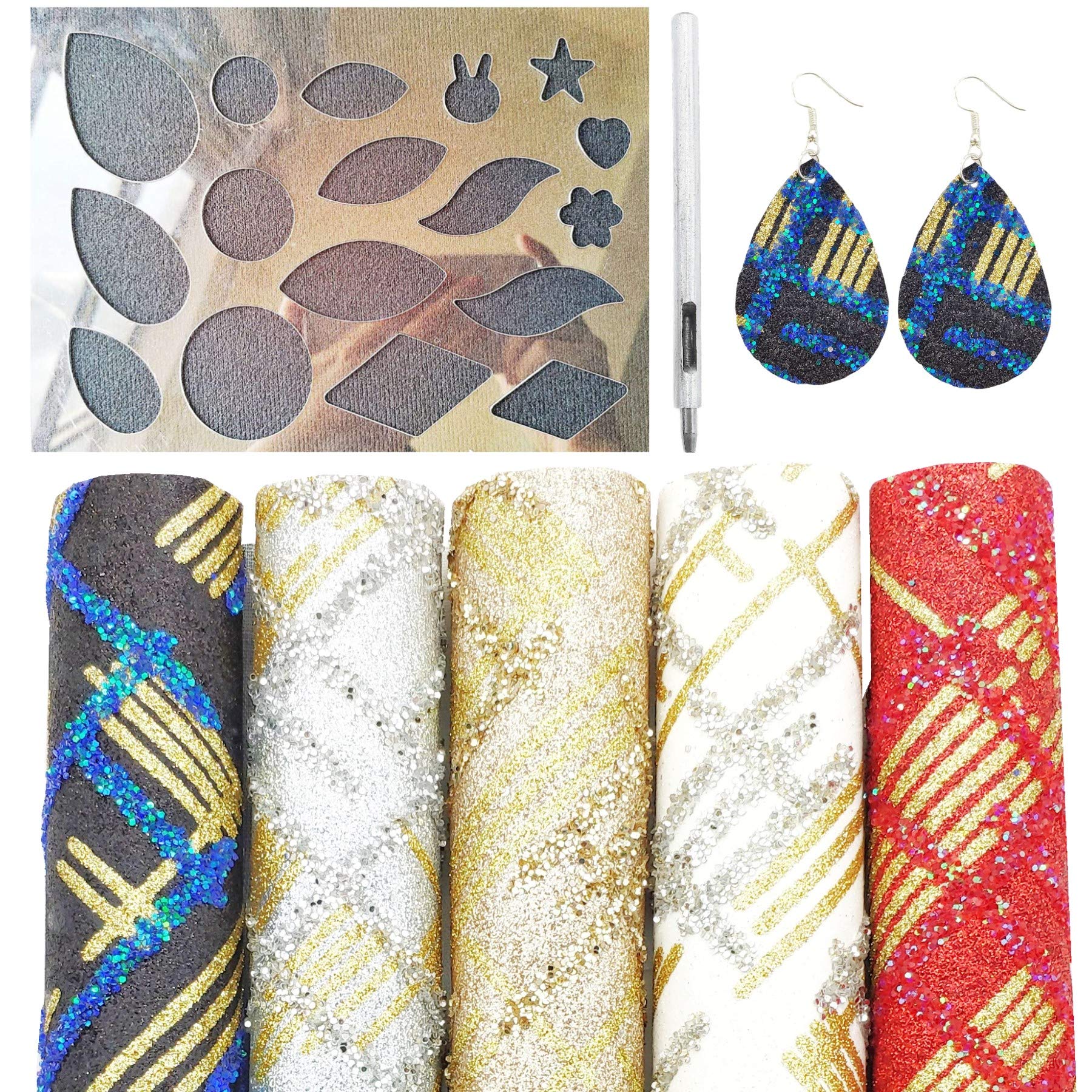 bbanghuang✨ SHUANGART 5 pcs 8.2x5.9 inch Gorgeous Glitter Faux Leather Sheets