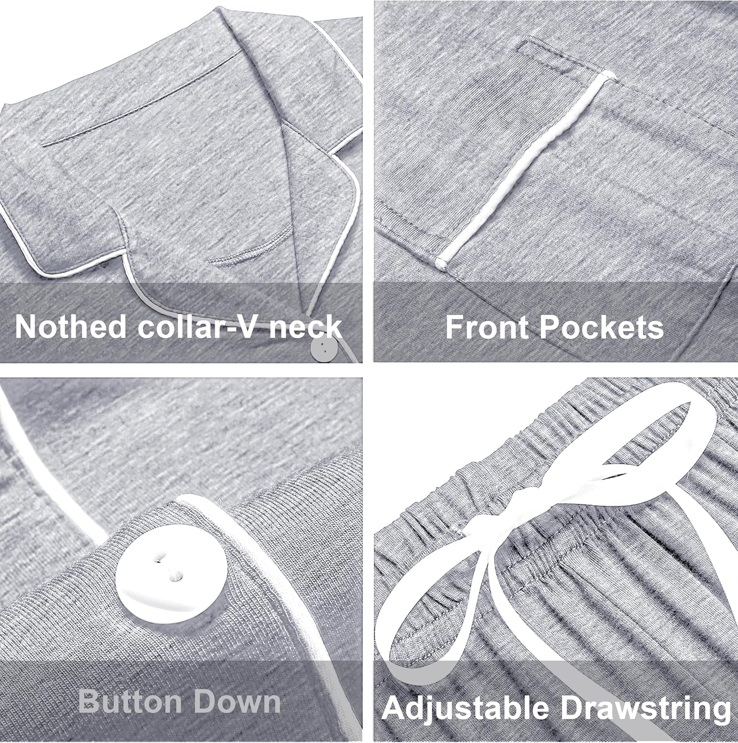 ANLIQI Womens Pajama Sets 100% Cotton Pajamas for Women Soft Short Sleeve Pj Sets Button Down Sleepwear Summer Pjs S-XXL - Image 6