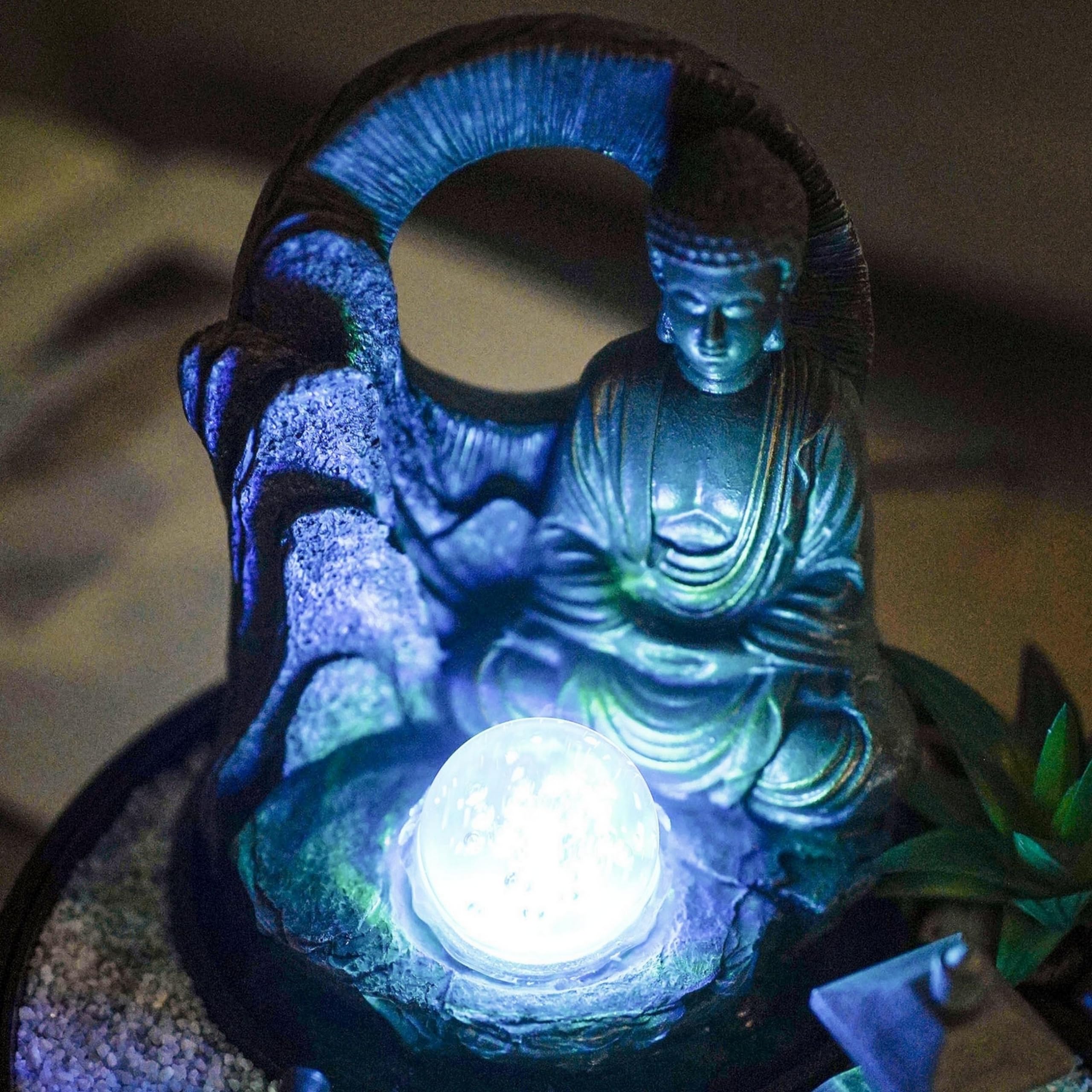 Fontaine d'Intérieur Jardin Zen Sumana Zen’Light Lumière LED Coloré Circuit fermé H21 cm