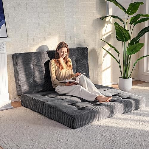 Miniatura 4 de MAXYOYO Colchón de tres pliegues, cama plegable de espuma tipo futón de 6 pulgadas, colchón plegable para el suelo, cama de invitados, futón,