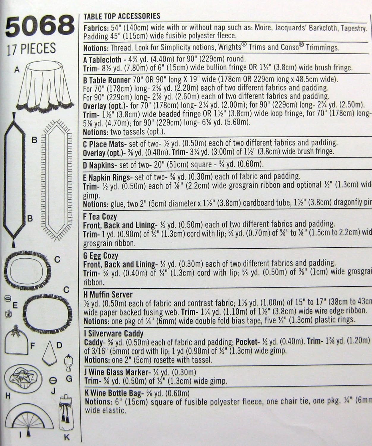 Simplicity 裁縫パターン 5068 ホームデコレーション ワンサイズ