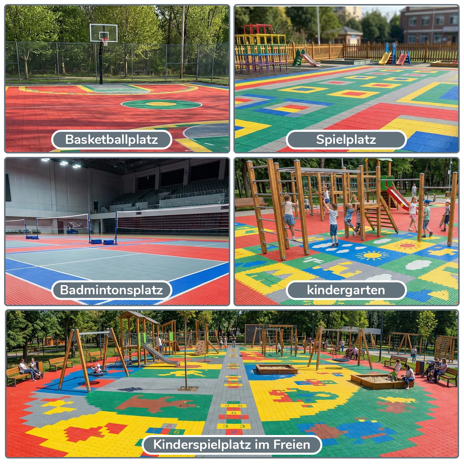 jxgzyy 24 STK Bodenschutzmatte Puzzlematte Set Sportmatte Gymnastikmatte Fitnessmatte Gummimatte Fallschutzmatten Outdoor Trainingsmatte Turnmatte Für Zuhause & AußEnbereich