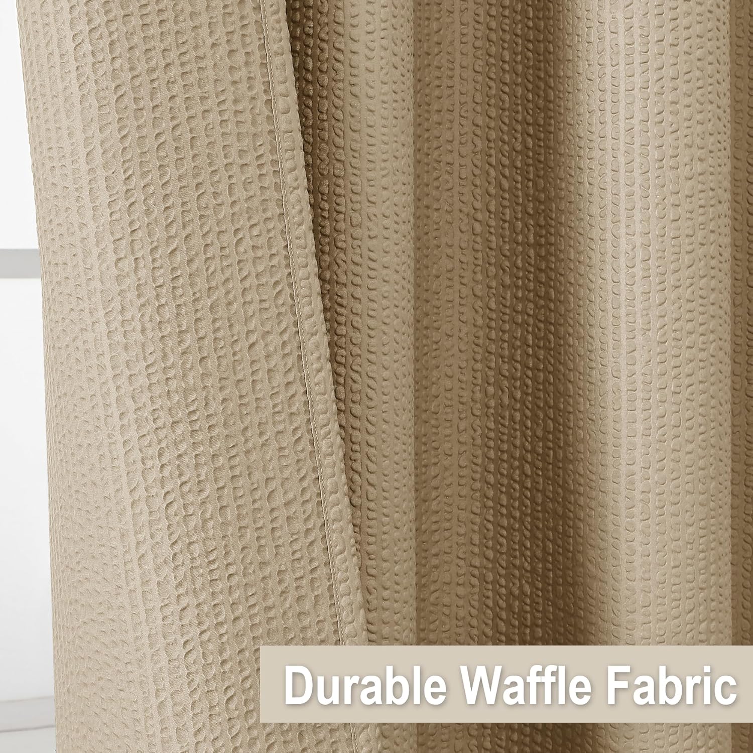 Shower Curtain, Embossed Textured Fabric Shower Curtain for Bathroom - Soft Cloth & Hotel Spa Luxury, Water Repellent, Machine Washable Shower Curtain