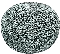 Vista 16 de Puf Cotton Craft tejido a mano con estilo de cable Dori Pouf, otomano para el piso, 100 % algodón trenzado, hecho y cosido a mano, un asiento único