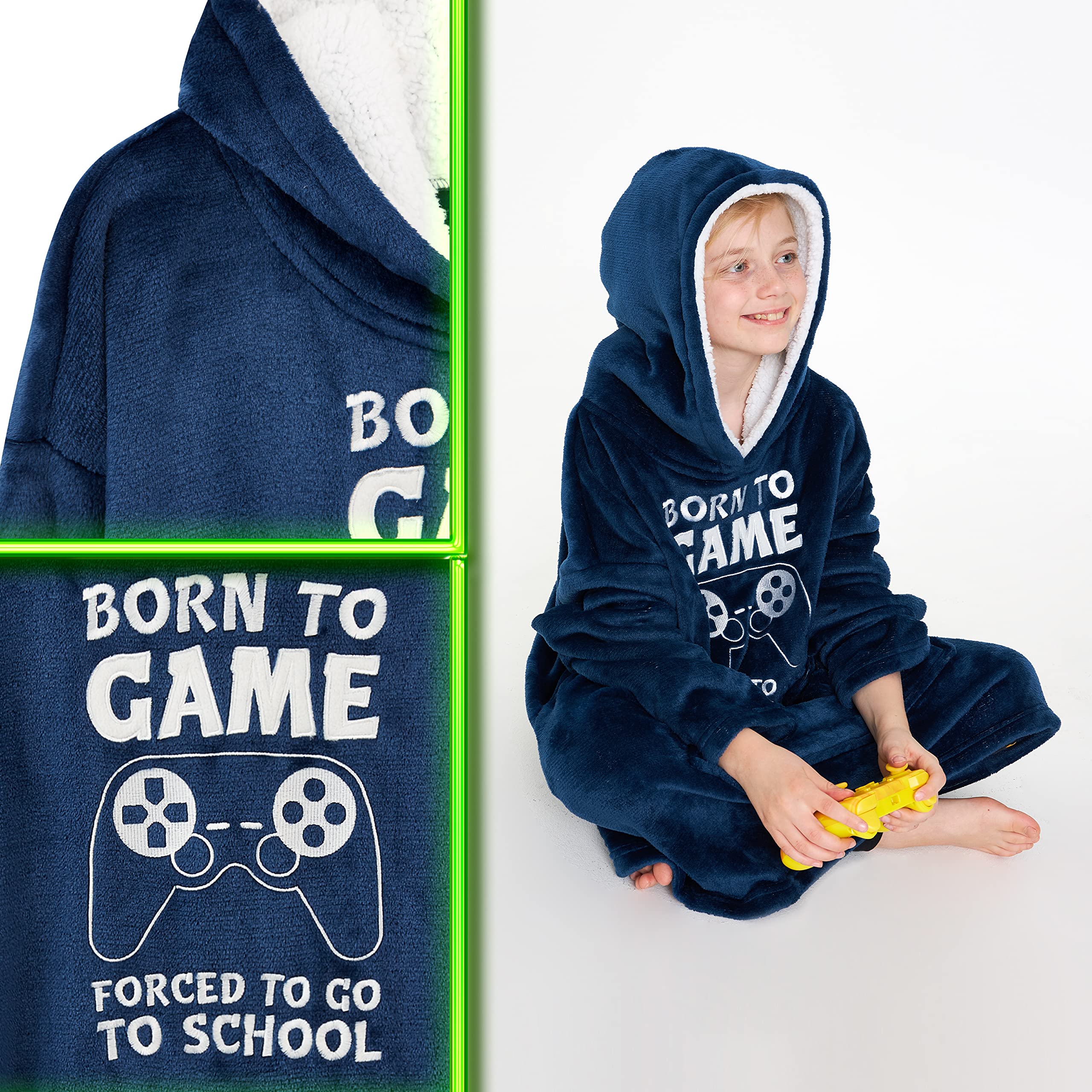 CityComfort Felpa Coperta Bambino - Felpe Oversize con Cappuccio in Morbido Pile Taglia Unica - Regalo per Gamer