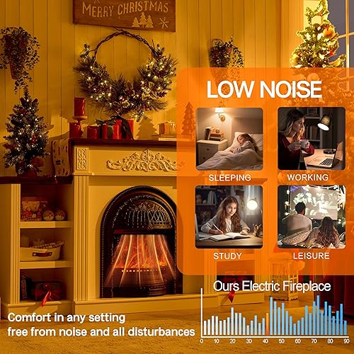 Miniatura 4 de Chimenea eléctrica de 78 pulgadas con chimenea, calentador de chimenea eléctrico, soporte de TV con chimenea independiente para televisores de hasta