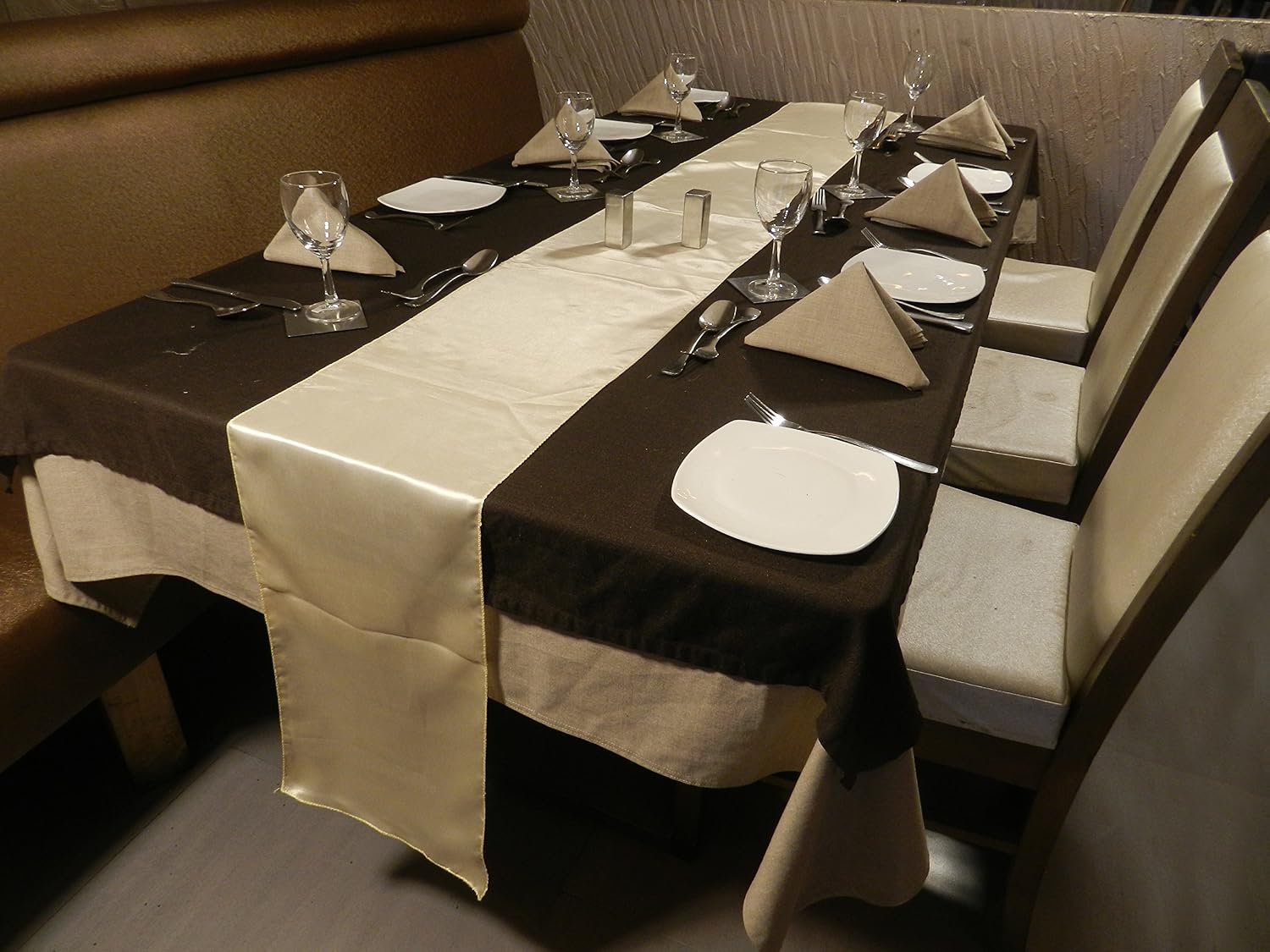 12-Inch-by-108-Inch Satin Table Runner, Cream (Pack of 10)