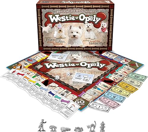Miniatura 2 de Late for The Sky Westie-opoly Dog Lovers - Juego de mesa de estrategia familiar West Highland Terrier, a partir de 8 años, 2 a 6 jugadores,
