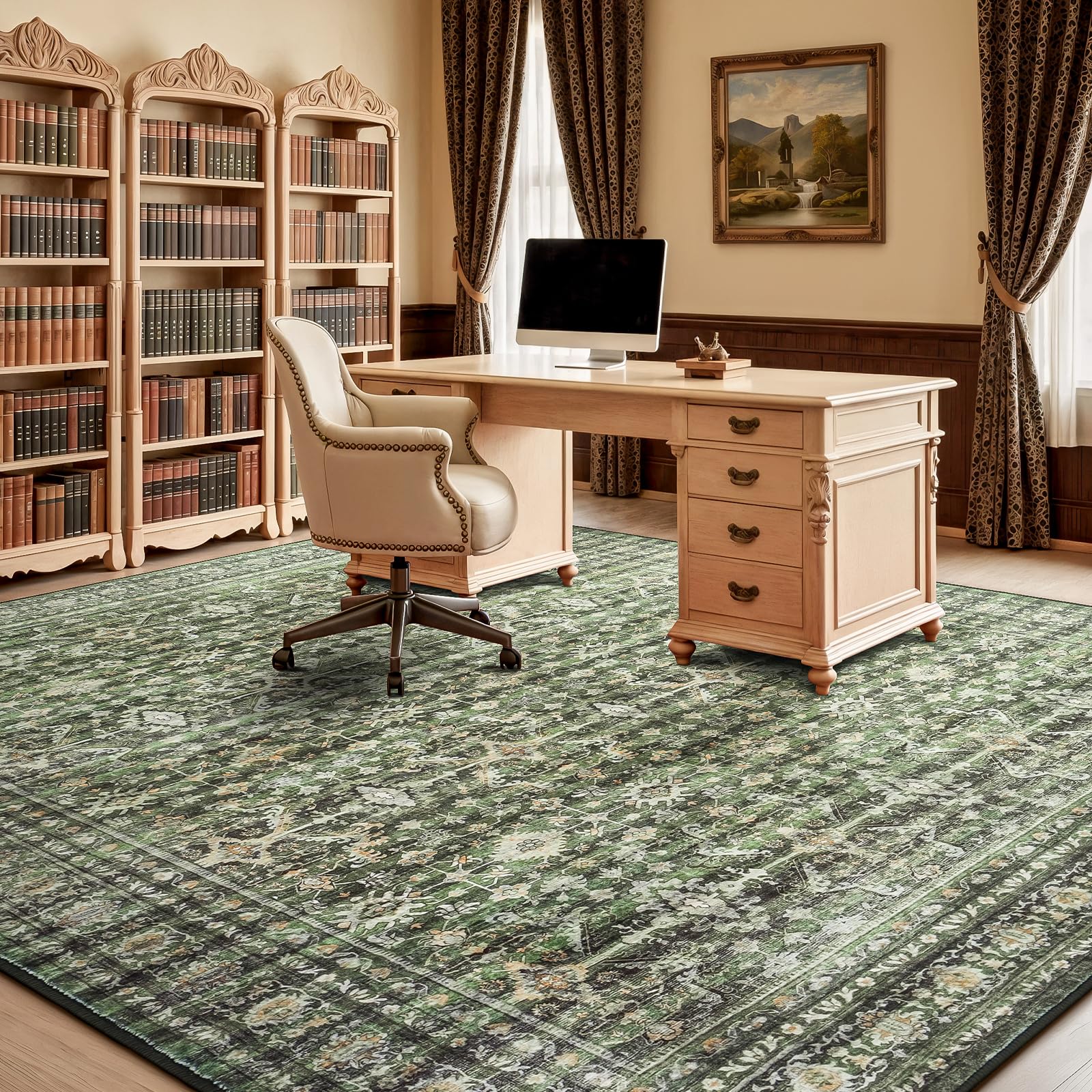 Best Green Area Rugs 8x10: 2026 Buyer's Guide 1 Lofus 8x10 Area Rugs for Living Room Green Washable Non-Slip Large Carpet — product photo