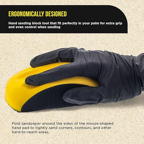 Miniatura 9 de Dura-Gold Pro Series - Bloque de lijado de mano rectangular de 7-34 x 2-34 pulgadas con soporte de gancho y bucle y almohadilla adaptadora de