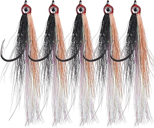 Miniatura 8 de Clouser Minnow - Señuelo de pesca con mosca, señuelo de pesca con mosca de agua salada, moscas de lubina a rayas de pesca con cola de buque