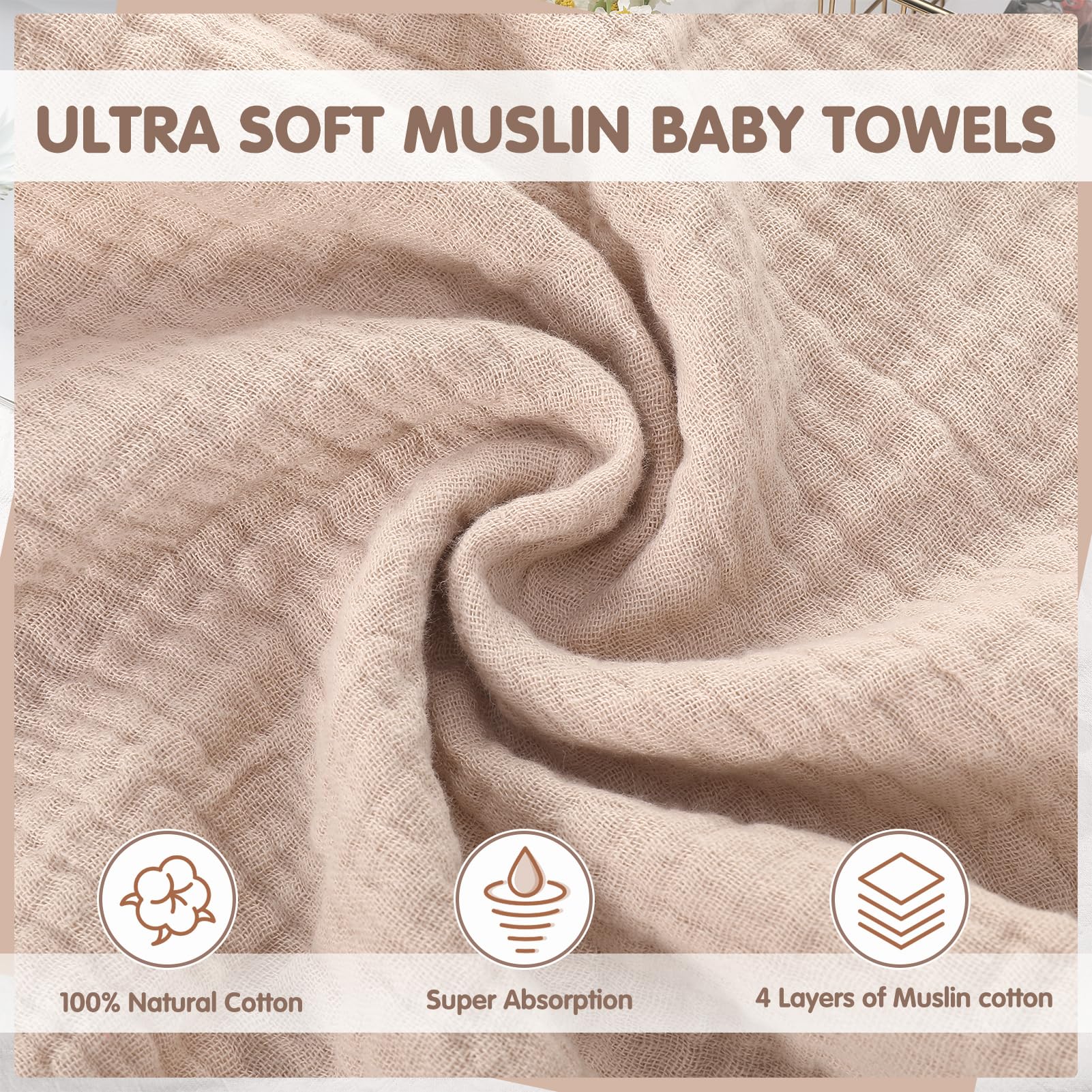 Meng Jiaran 5 Pack Baby Muslin Squares Muslin Cloths For Baby Small Washcloths Natural Cotton Wipes Essentials For Newborn Wiping Feeding - Image 3