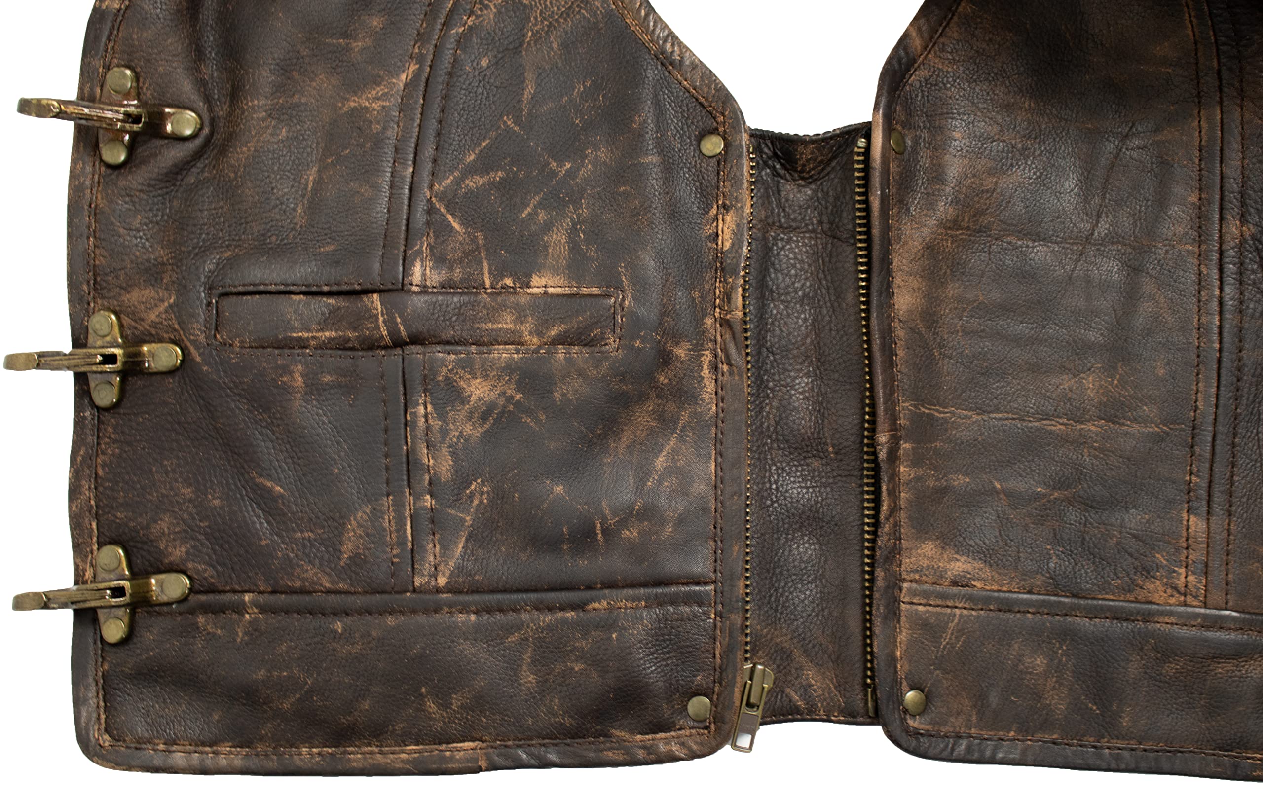 MDM Herren Vintage Lederweste/Kutte aus echtem Leder
