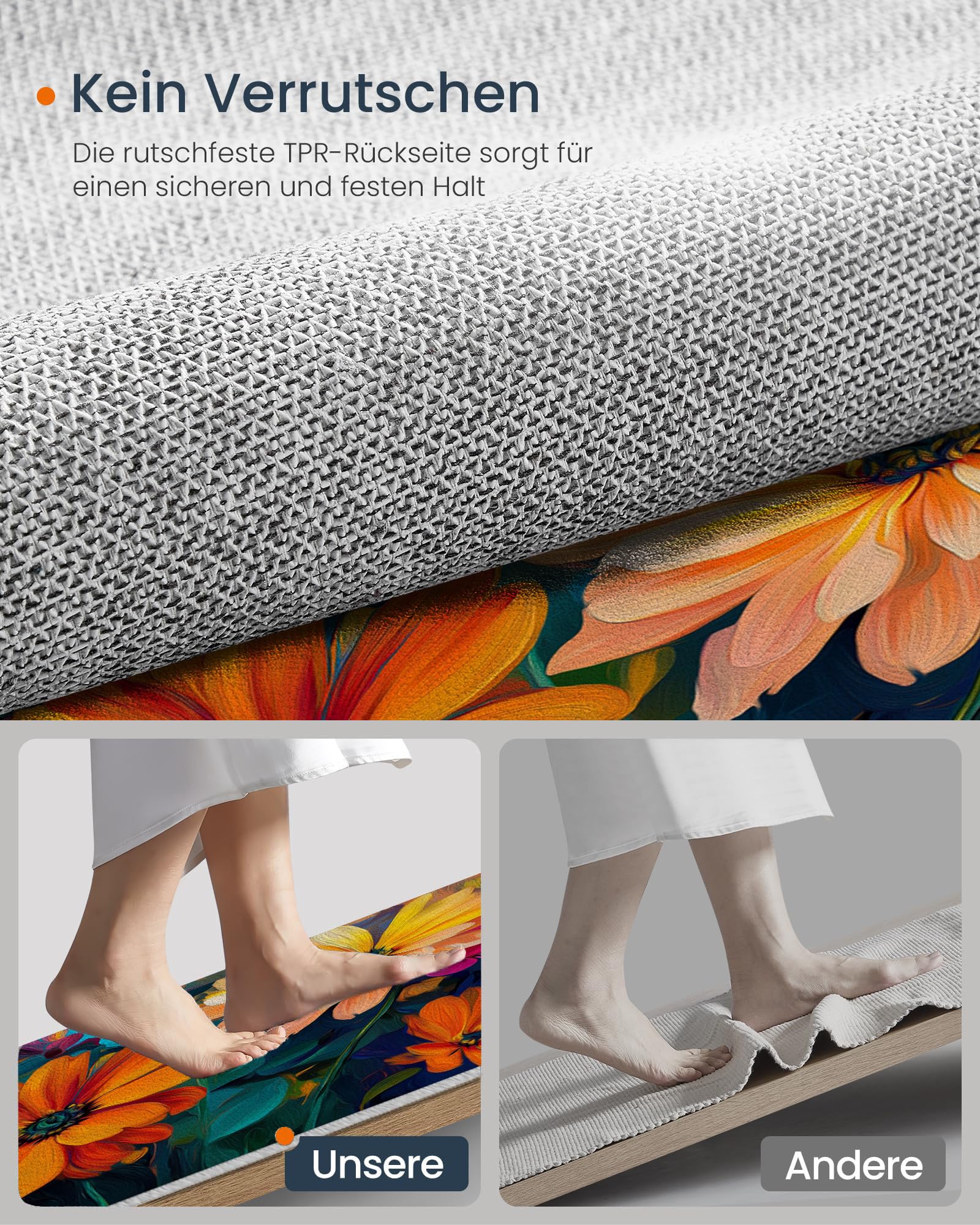 Tappeto rotondo Ø 100 cm, lavabile in lavatrice e antiscivolo, morbido tappeto rotondo Dipinti Ad Olio Impressionisti Gerbera, per soggiorno camera da letto sala da pranzo
