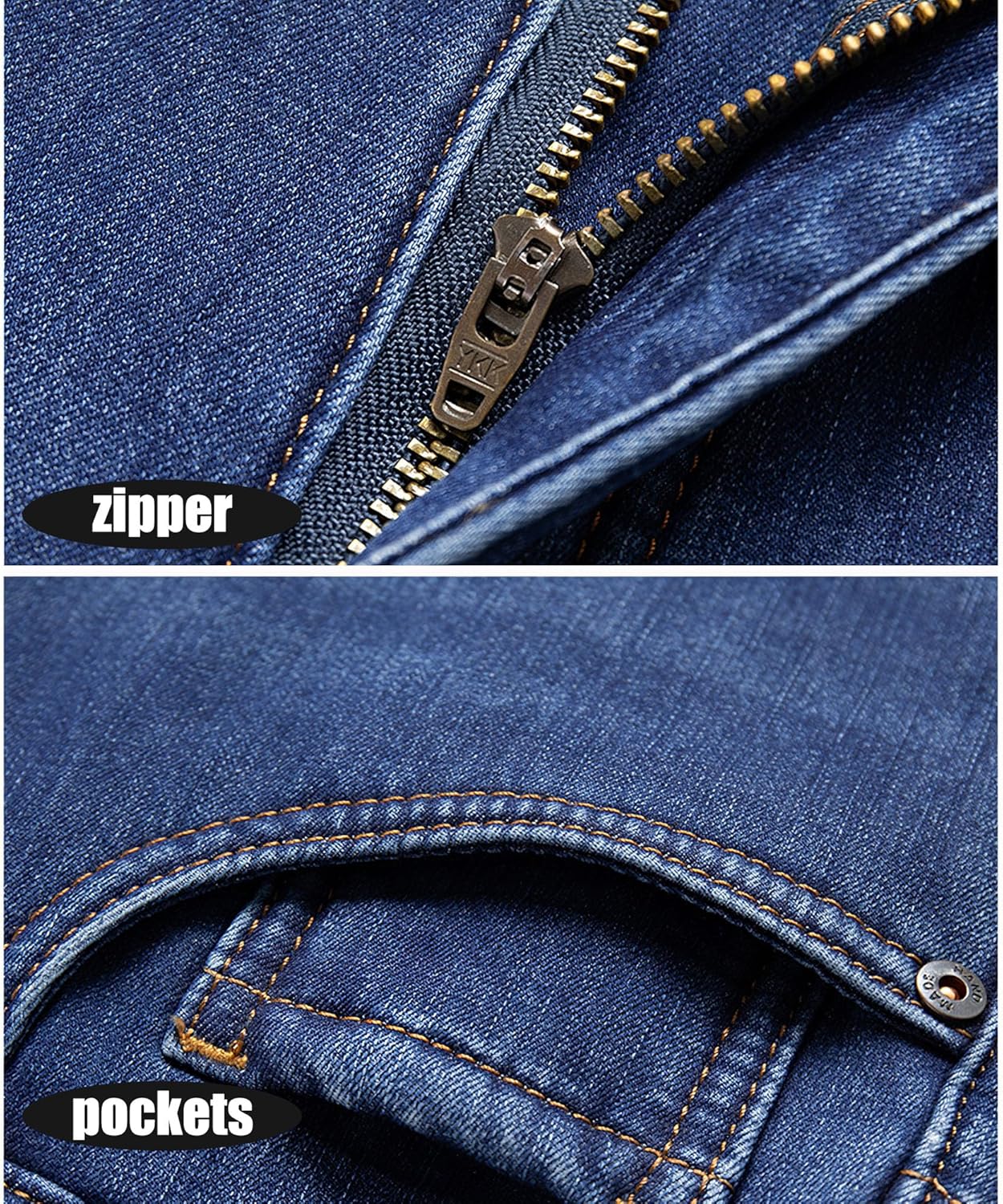 Mens Fleece Lined Jeans Straight Leg Stretch Winter Warm Denim Pants - Image 5