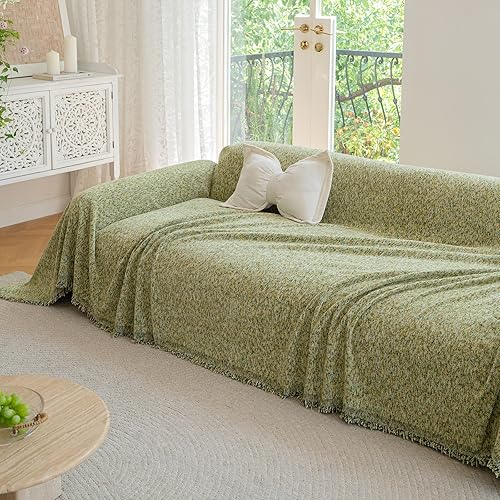 Miniatura 219 de HANDONTIME fundas de sofá beige para sofá, fundas boho de jacquard y corduroy para perros, funda de sofá de felpilla para perros, protector suave