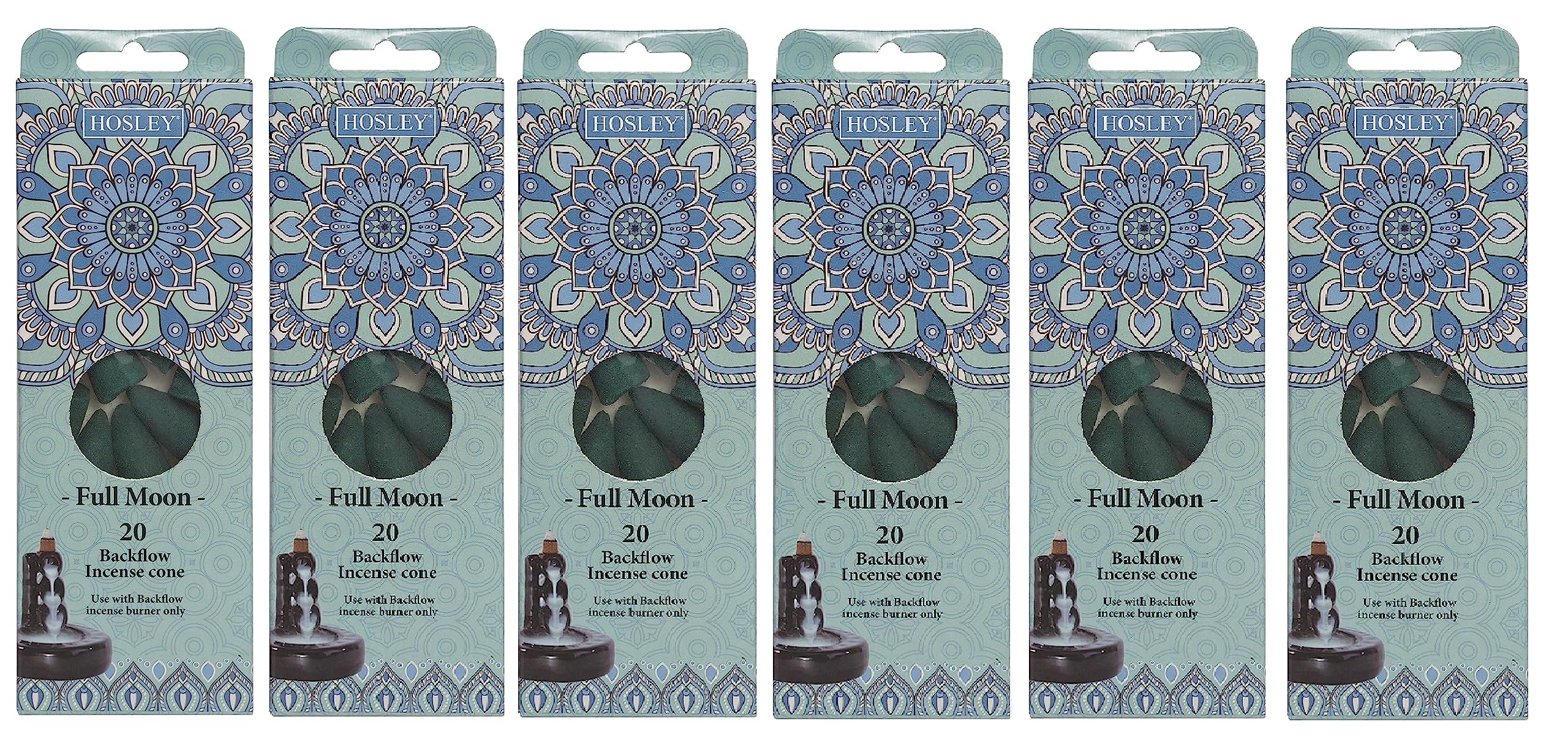 Hosley Full Moon Backflow Green Incense Cones, Long Lasting Aroma for Positivity & Pure Air, Wood Powder, Aromatherapy for Stress Relief, Air Purifier