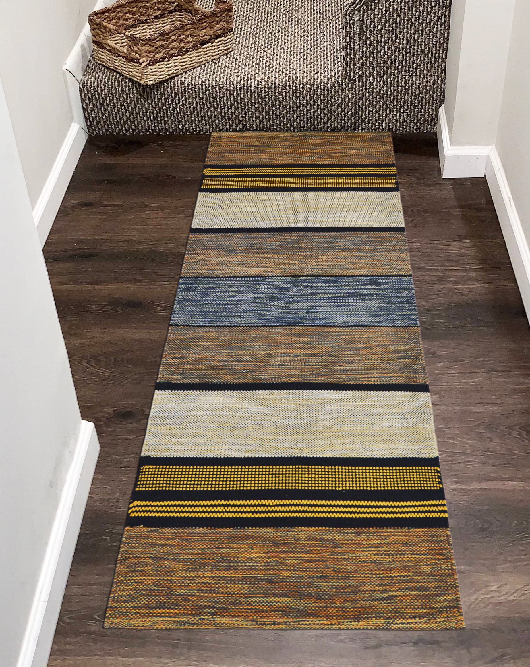 Premium Cotton Runner Rug for Bedroom, Living Room, Kitchen, Hallway, etc. Size- 2X6 feet Anti Slip, 6 mm thick, Multiuse Cotton Floor Mat for Home decor, Assorted Multicolor Color-picture-36