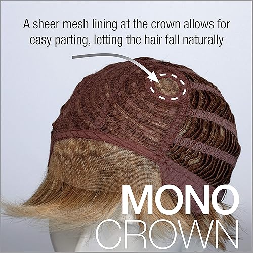 Miniatura 4 de Paula Young Anastasia - Peluca monofilamento estilo Bob con corona de aspecto natural y flequillo coquetotonos multitonales de rubio, plateado,